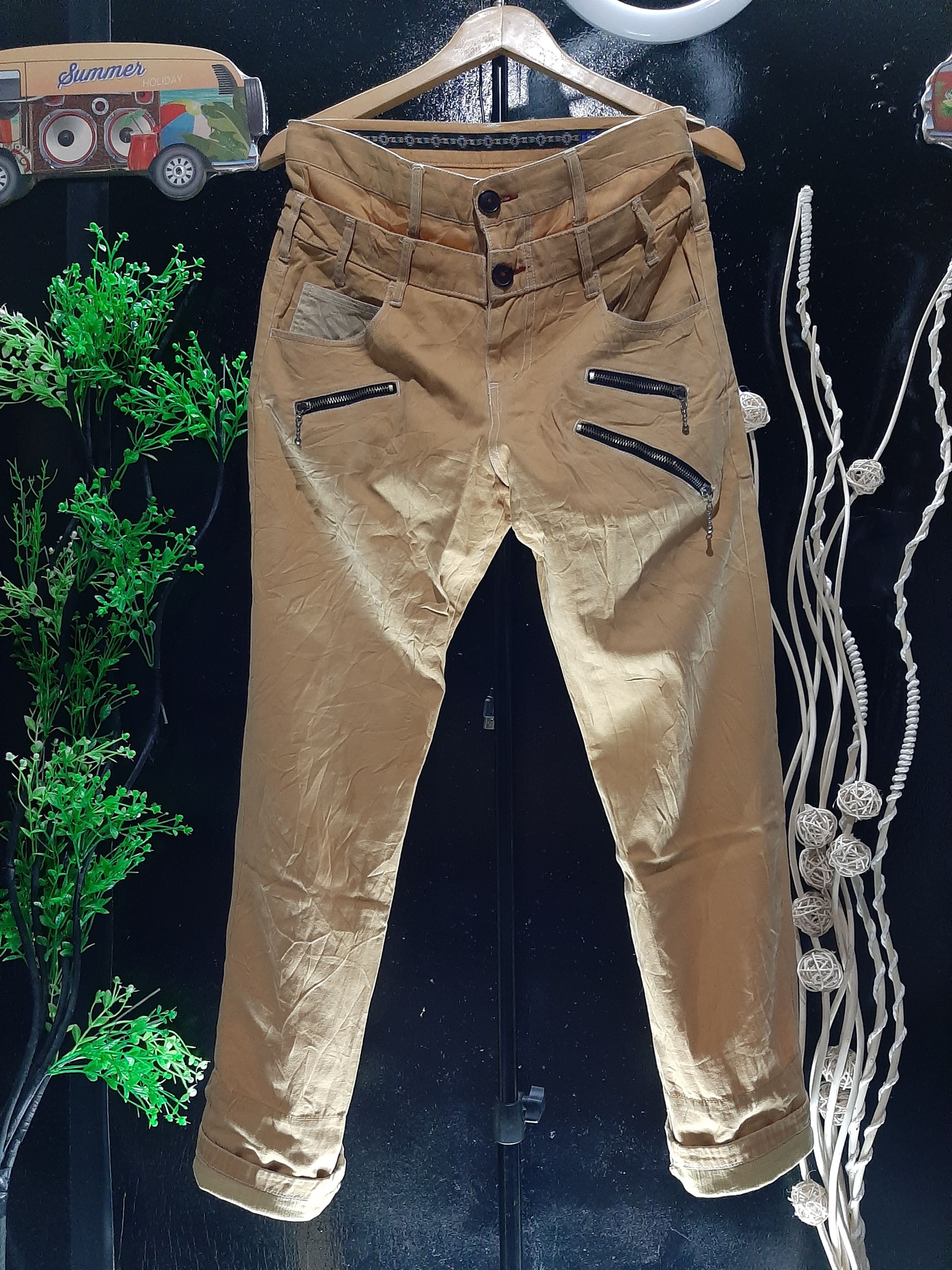image of Seditionaries x Vintage Semantic Design Double Waist Multi Zipper Punk Bondage in Brown (Size 31)