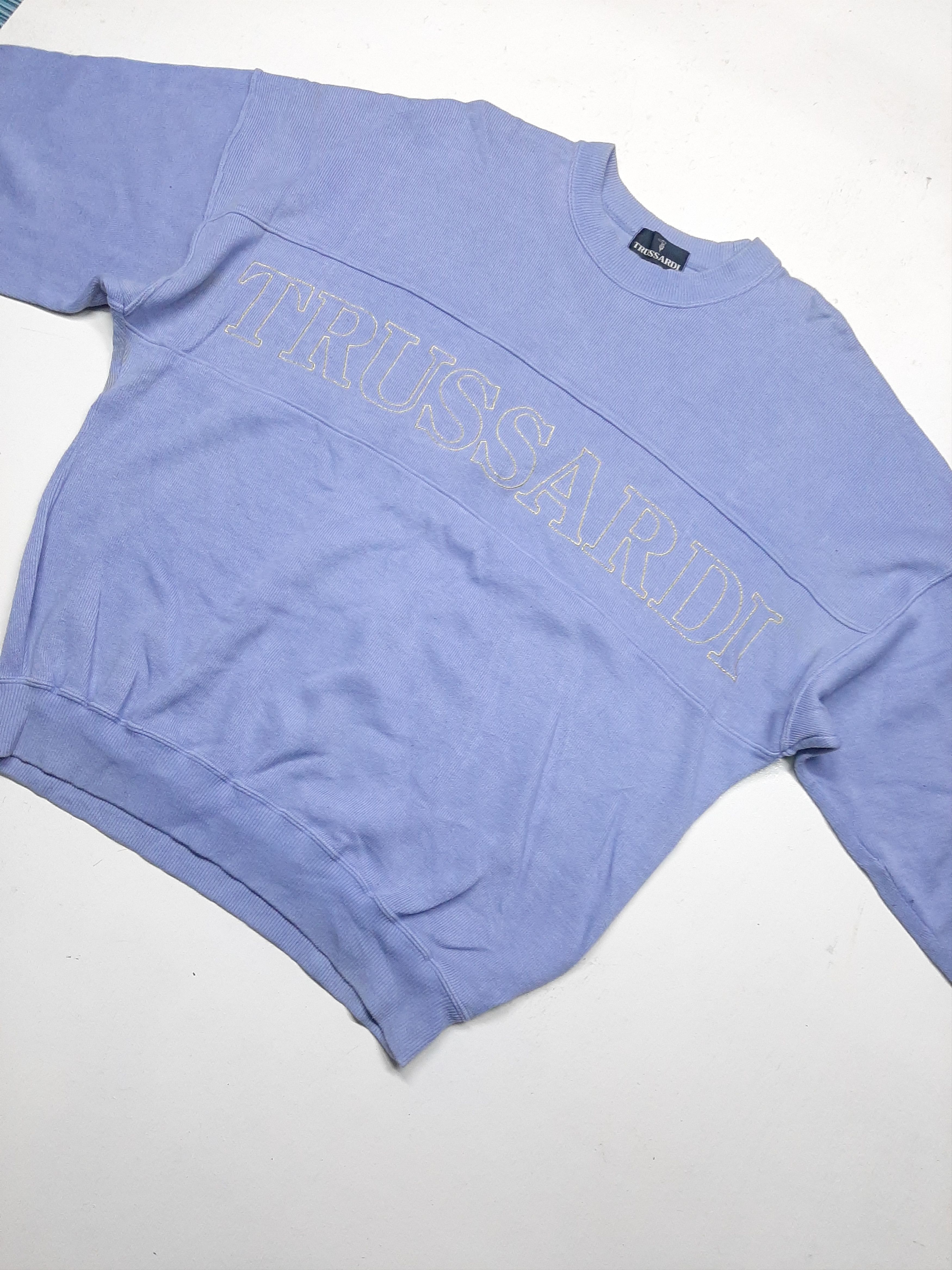 image of Trussardi Vintage Trusardi Embroidery Big Spellout Crewneck Sweatshir in Light Purple (Size Medium)