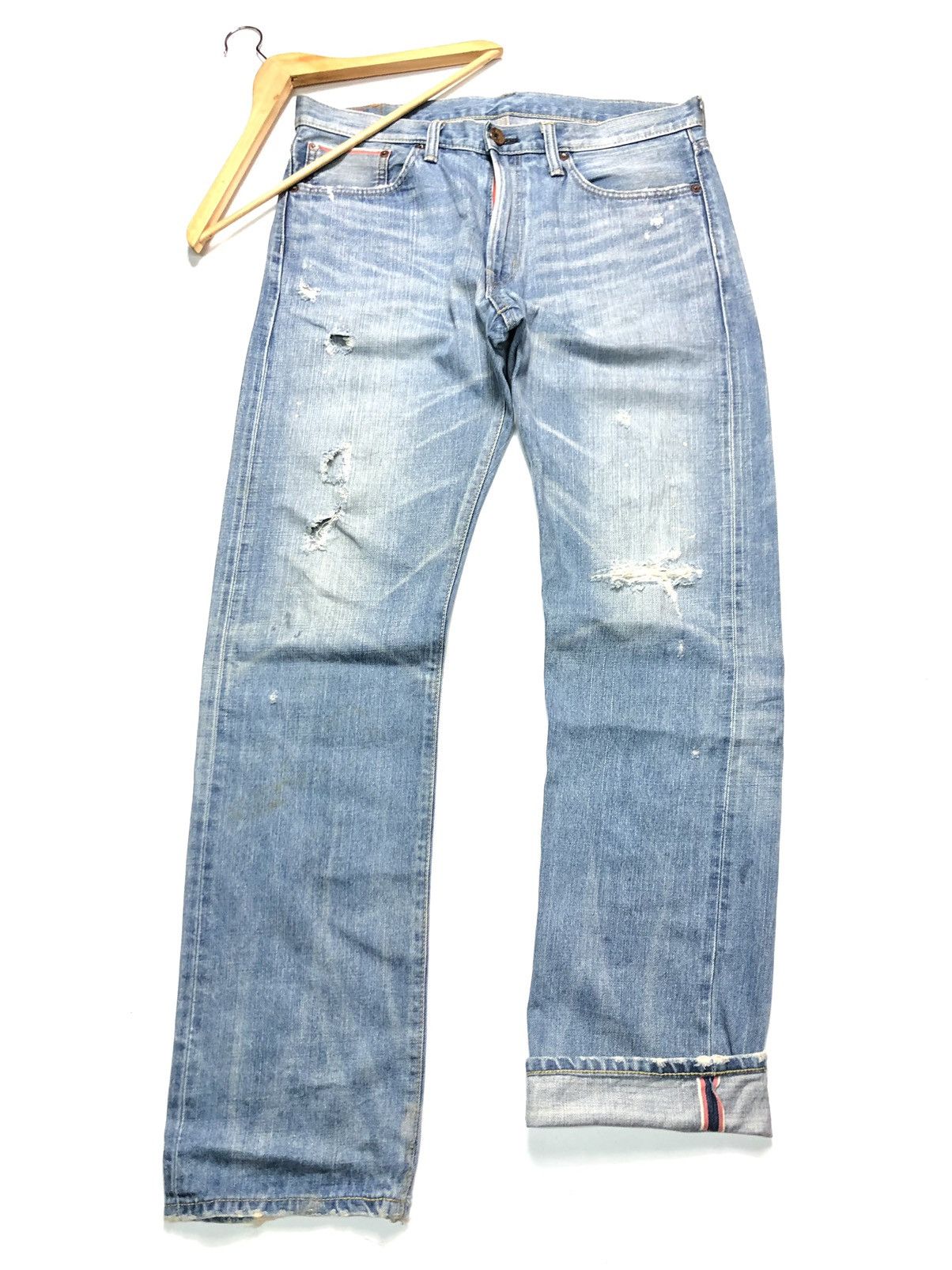 Edwin × Vintage VINTAGE EDWIN SELVEDGE DISTRESSED DENIM Size US 34 / EU 50 - 1 Thumbnail