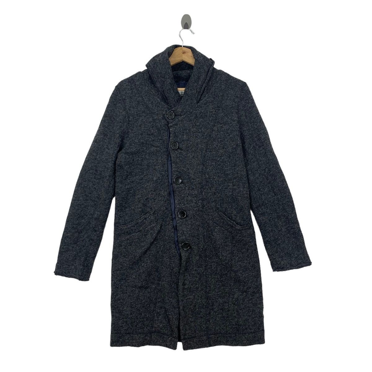 image of Vintage La Creation A La Main Wool Long Coat in Grey, Men's (Size Small)