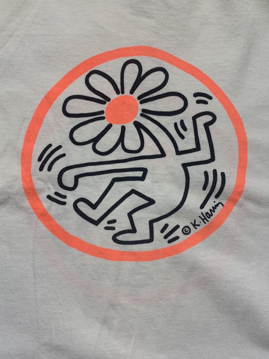 image of Keith Haring Dancing Daisy T-Shirt in White Black Orange, Men's (Size XL)