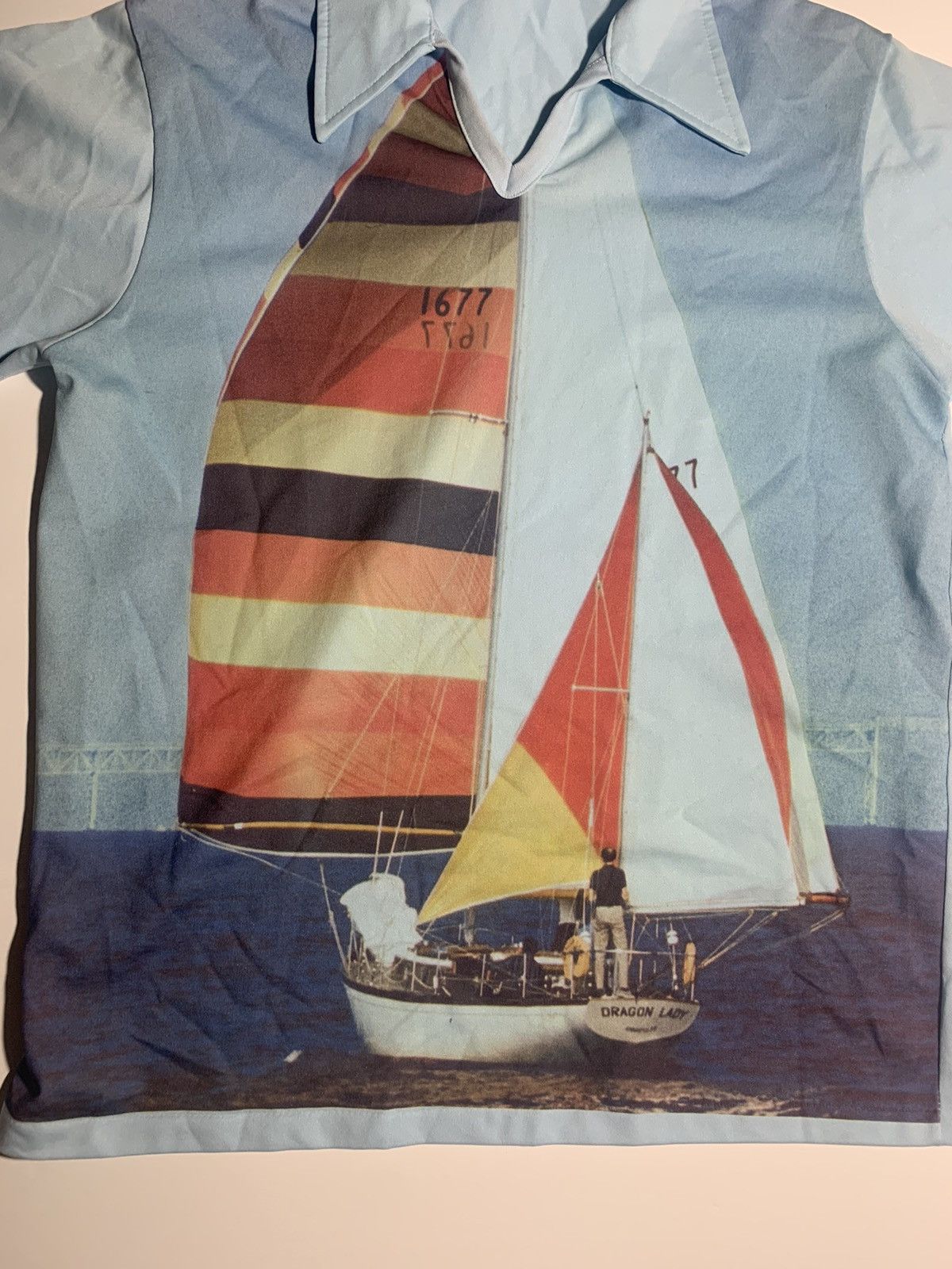 JCPenney × Vintage 70s V Neck Nautical Shirt Sz L Size US L / EU 52-54 / 3 - 2 Thumbnail