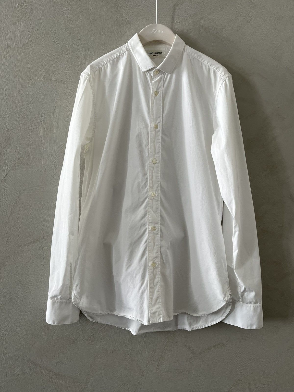 image of Saint Laurent Paris Saint Laurent Classic Cotton Poplin Shirt in White, Men's (Size Small)