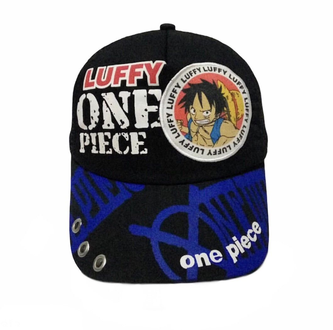 image of Anima x One Piece Vintage One Piece Luffy Trucker Hat Cap in Black, Men's