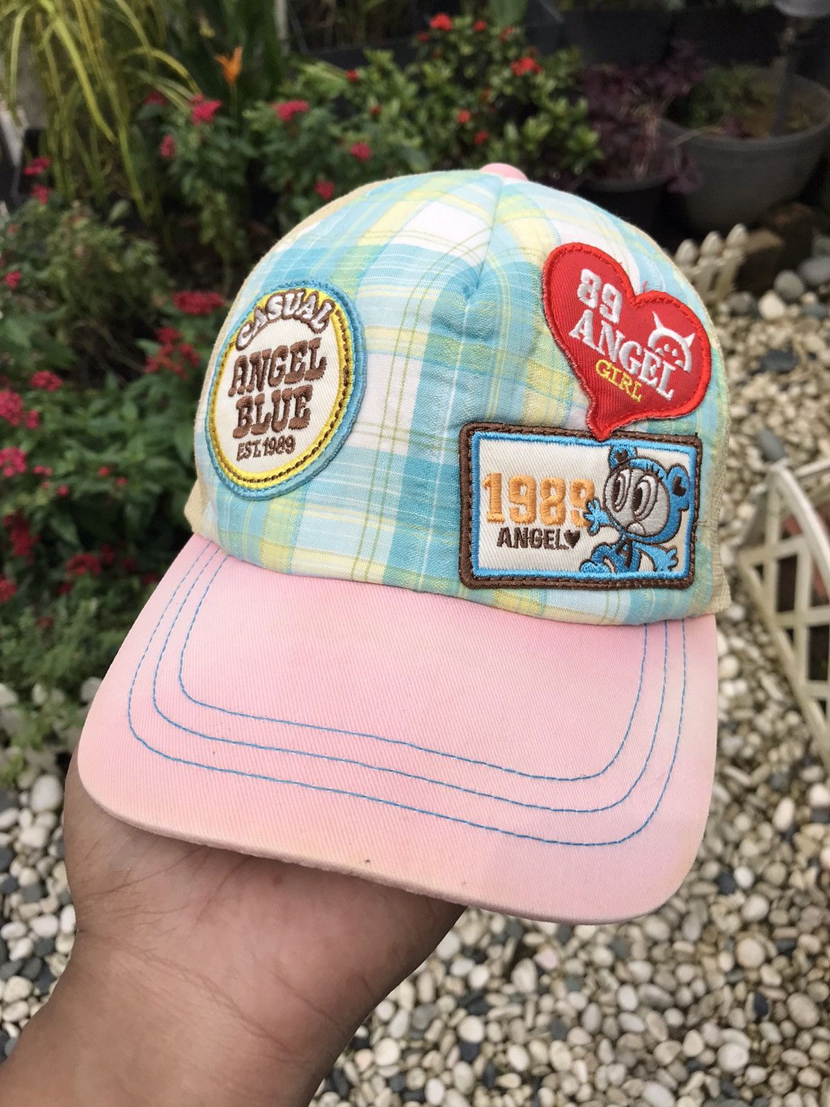 AUTHENTIC ANGEL BLUE PATCHWORKS CAP HAT BY HYSTERIC GLAMOUR