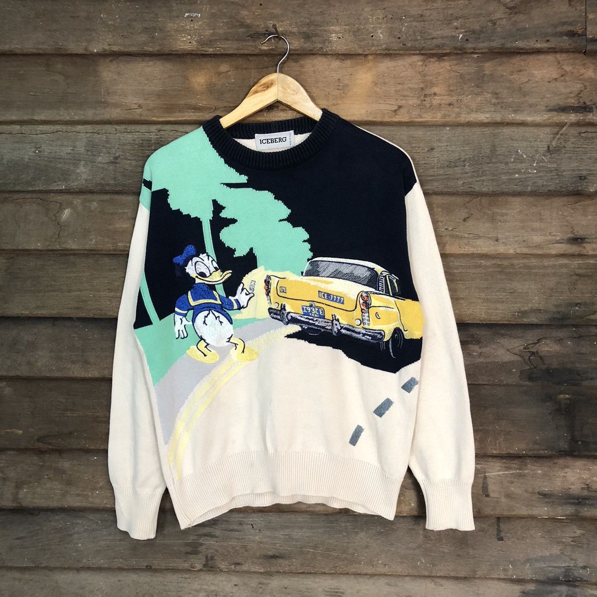 image of Iceberg Donald Duck Vintage Cream Sweatshirt 7215Dl, Men's (Size Medium)