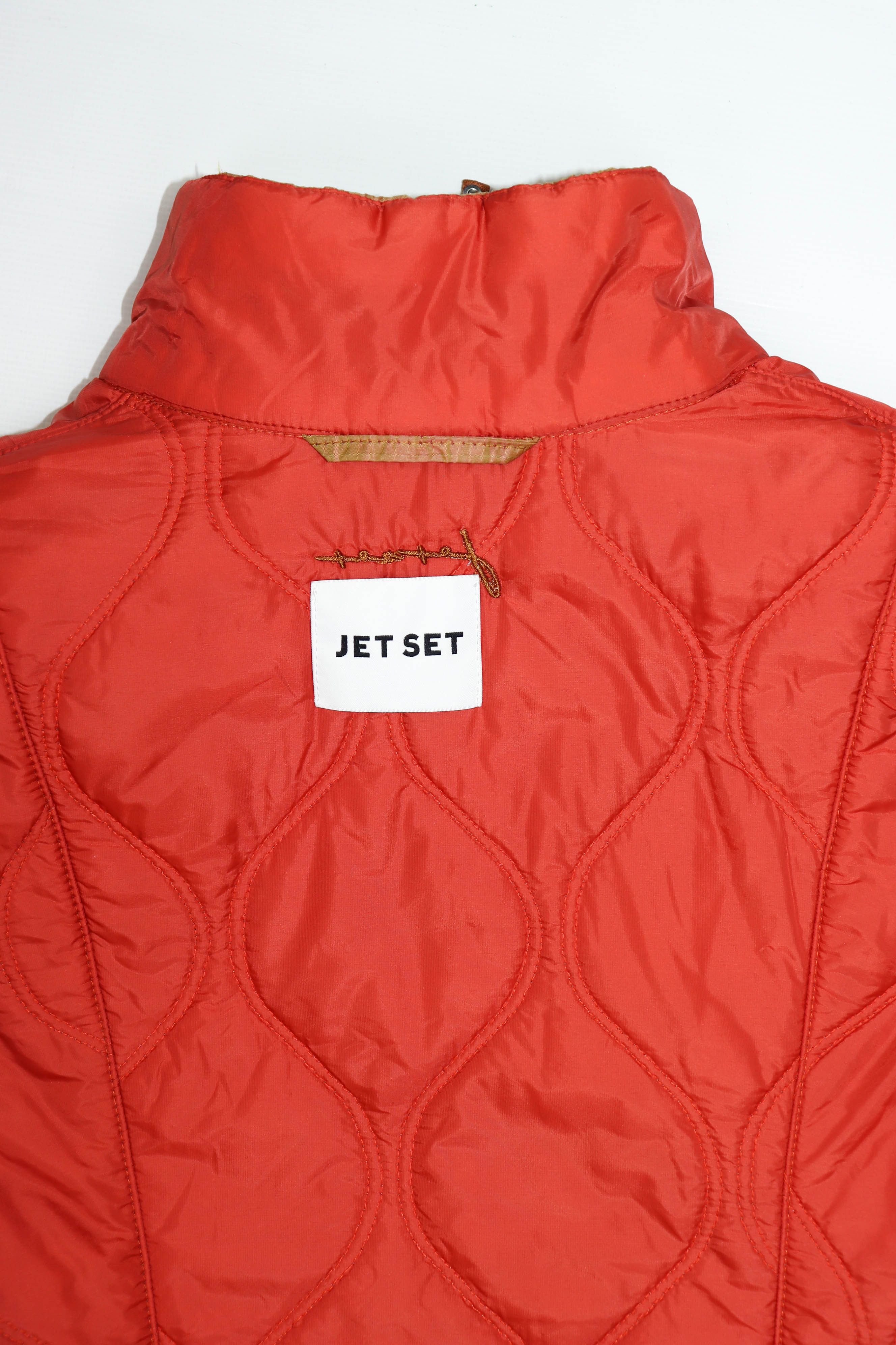 JET SET Jet Set Women's Faded Orange Quilted Nylon Waistcoat Vest Size XS / US 0-2 / IT 36-38 - 6 Thumbnail