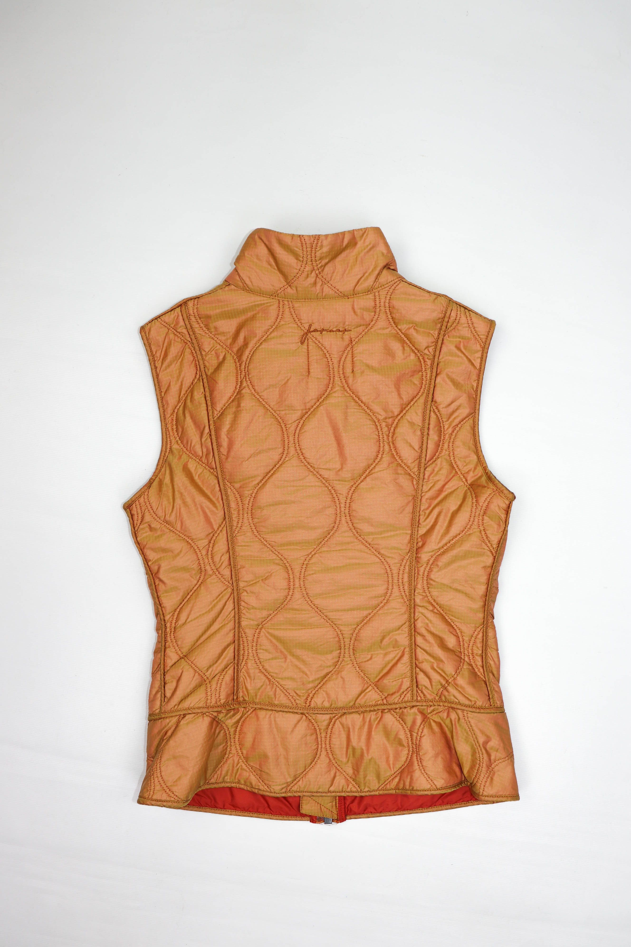 JET SET Jet Set Women's Faded Orange Quilted Nylon Waistcoat Vest Size XS / US 0-2 / IT 36-38 - 2 Thumbnail