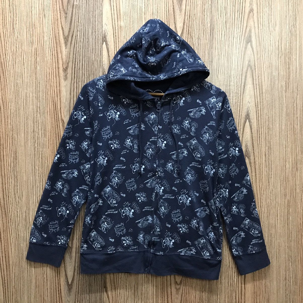 Disney × Mickey Mouse × Vintage Vintage Disney Full Print Hoodie Mickey Minnie Cartoon Size S / US 4 / IT 40 - 1 Thumbnail
