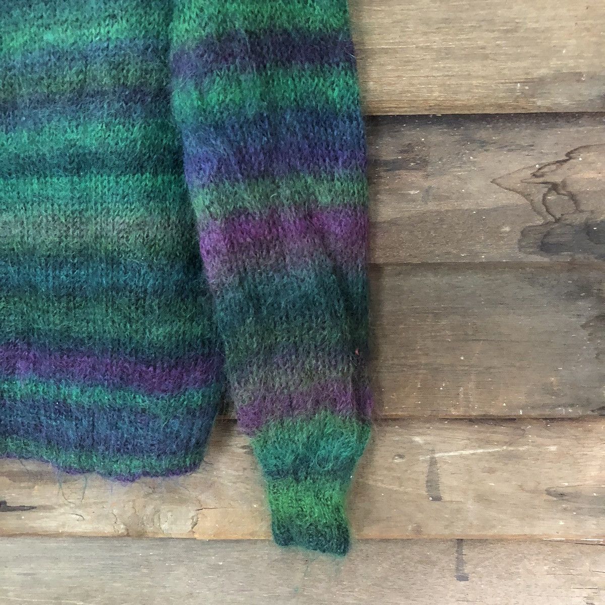Homespun Knitwear Japan stripe Green Shag Shaggy Fur Mohair Knitwear #7219DL Size US S / EU 44-46 / 1 - 10 Thumbnail