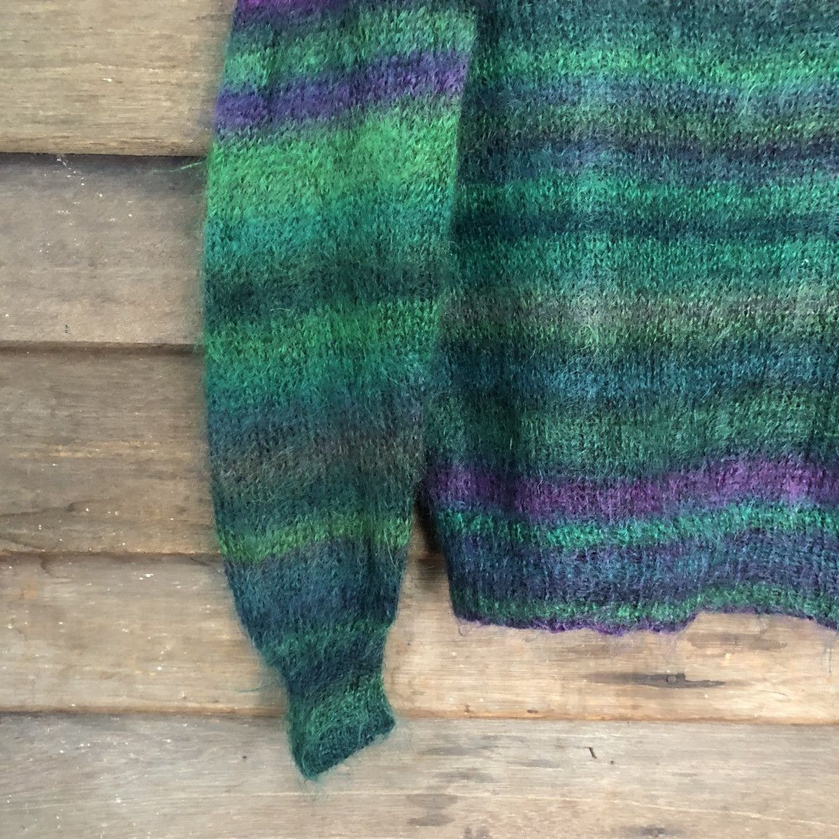 Homespun Knitwear Japan stripe Green Shag Shaggy Fur Mohair Knitwear #7219DL Size US S / EU 44-46 / 1 - 9 Thumbnail