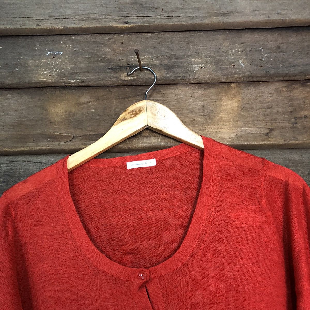 Japanese Brand Uniqlo Fine Gauge Knit Red Patterned Cardigan #7220 Size L / US 10 / IT 46 - 4 Thumbnail