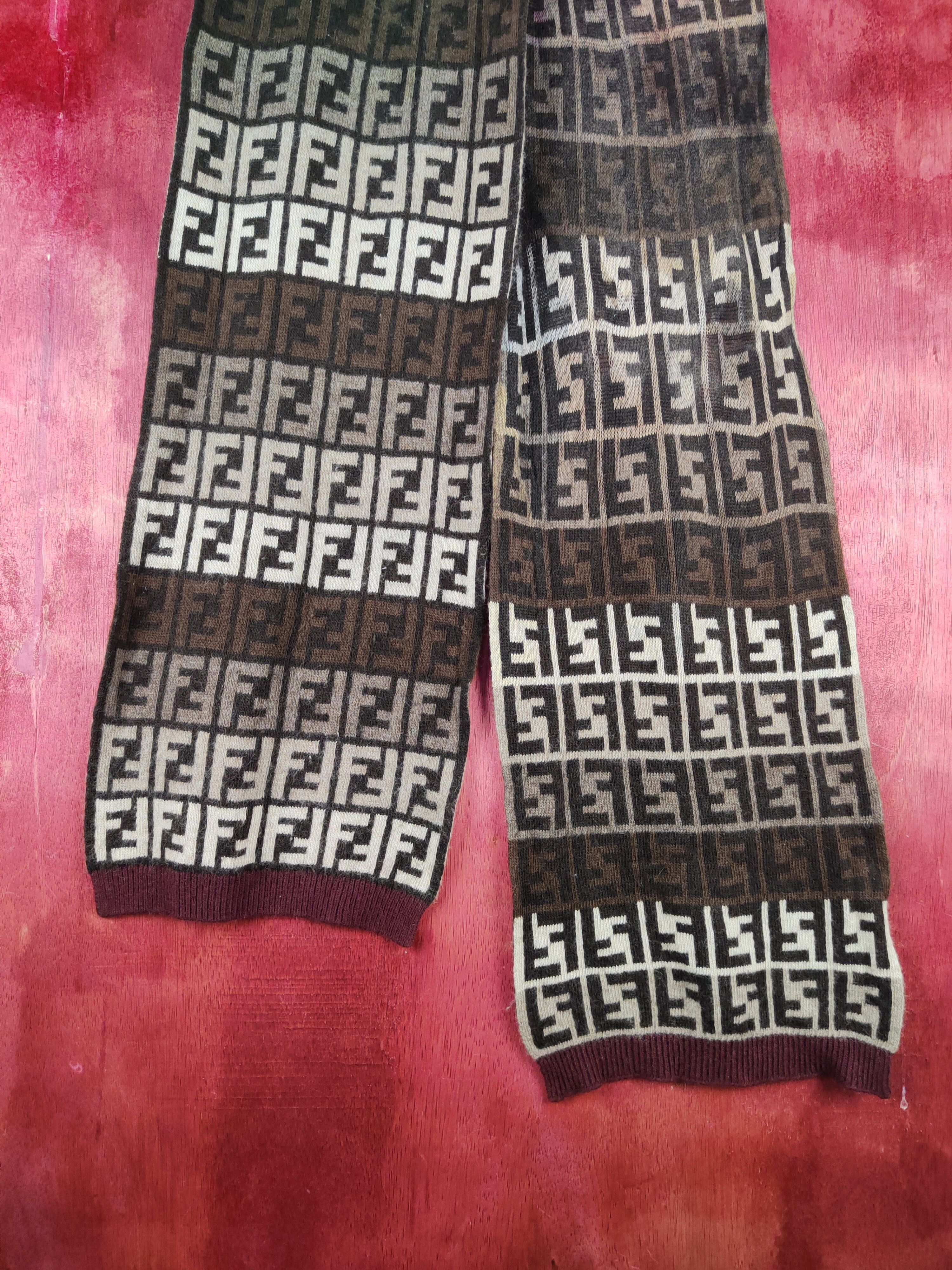 Fendi Fendi Dark Brown Muffler Scarves worn faded #S1045 Size ONE SIZE - 8 Thumbnail