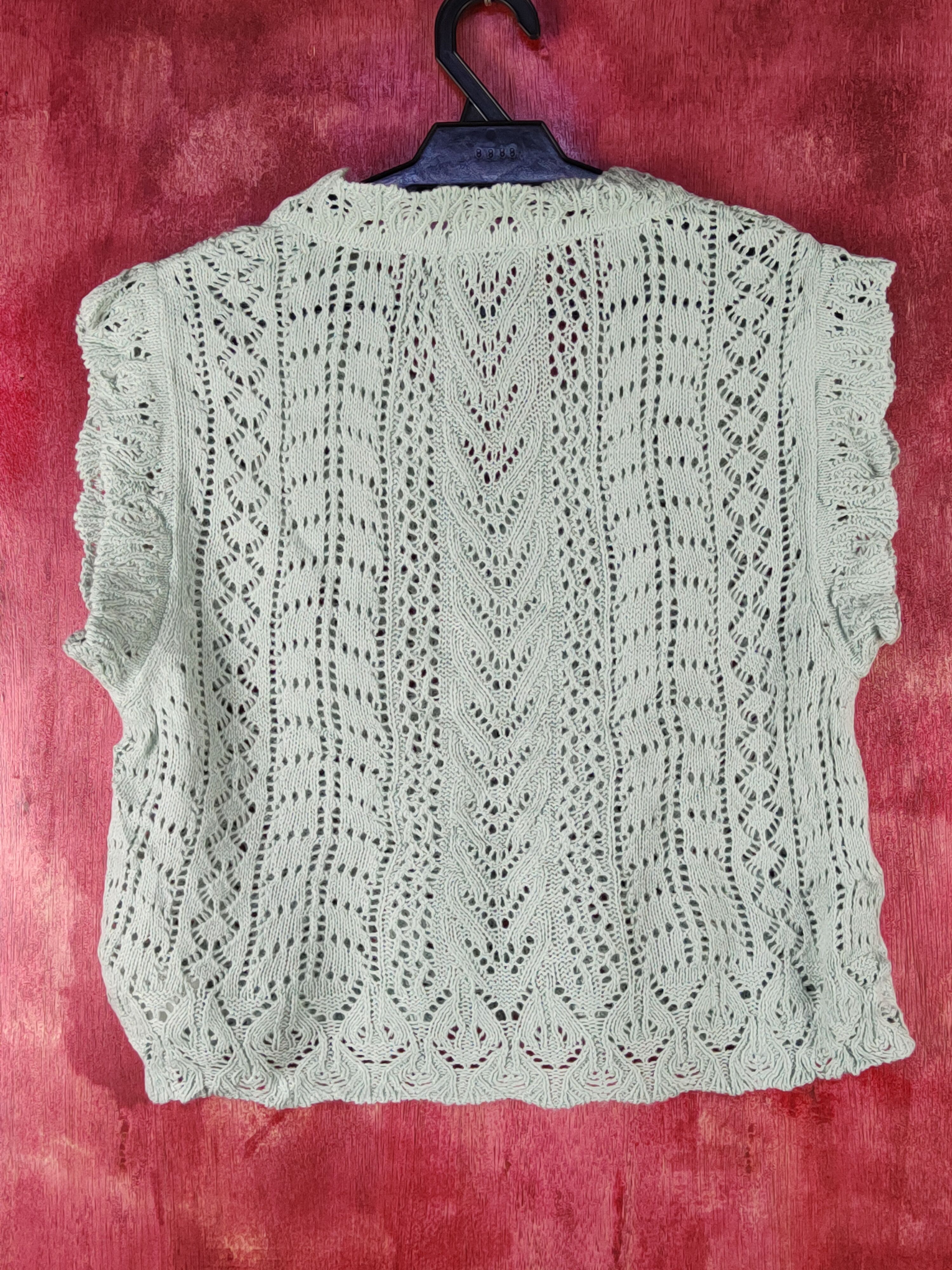 Vintage Offlimits Green Crochet Meshnet Knit Crop Tops #S1015 Size XS / US 0-2 / IT 36-38 - 5 Thumbnail