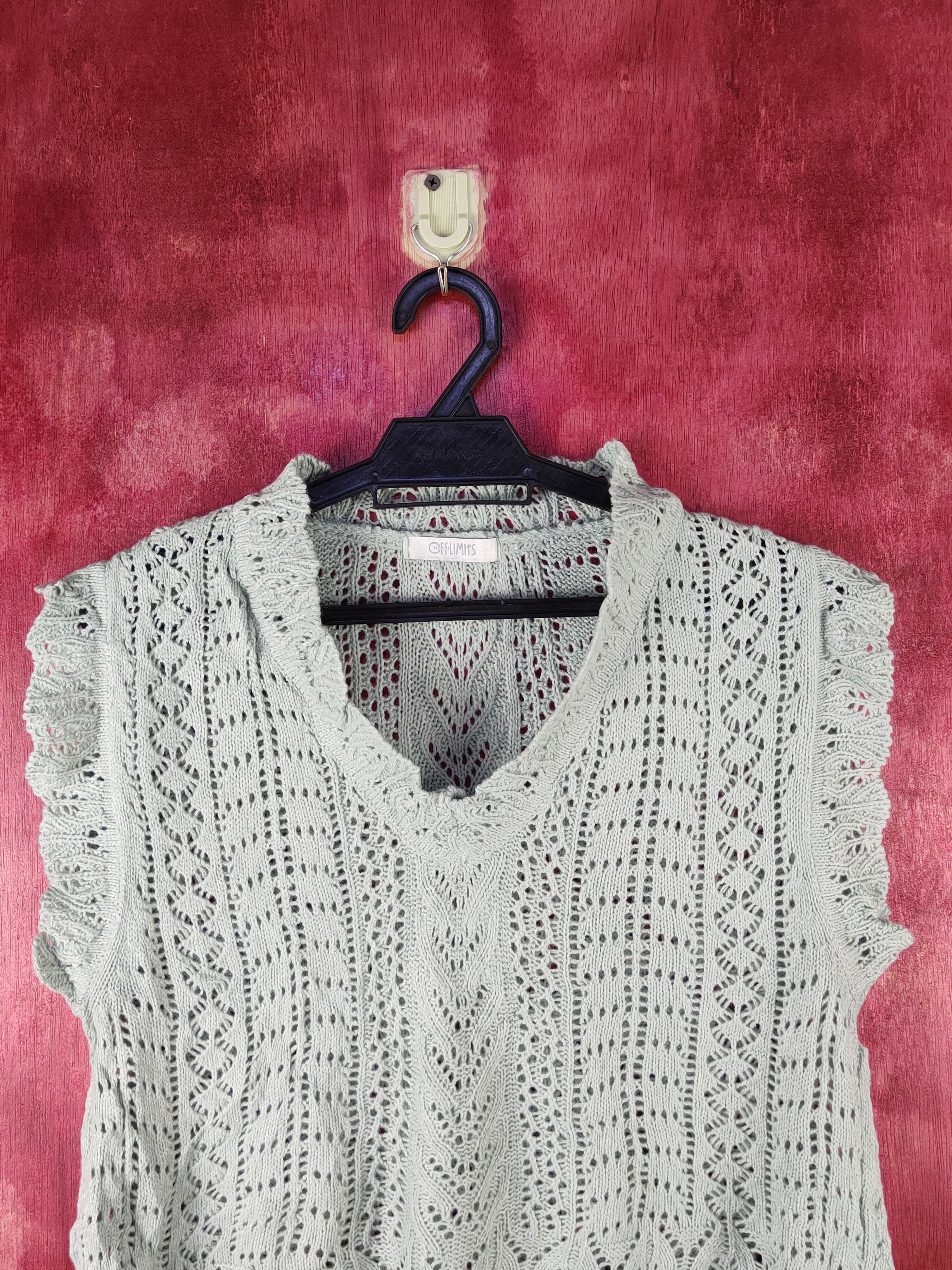 Vintage Offlimits Green Crochet Meshnet Knit Crop Tops #S1015 Size XS / US 0-2 / IT 36-38 - 2 Thumbnail