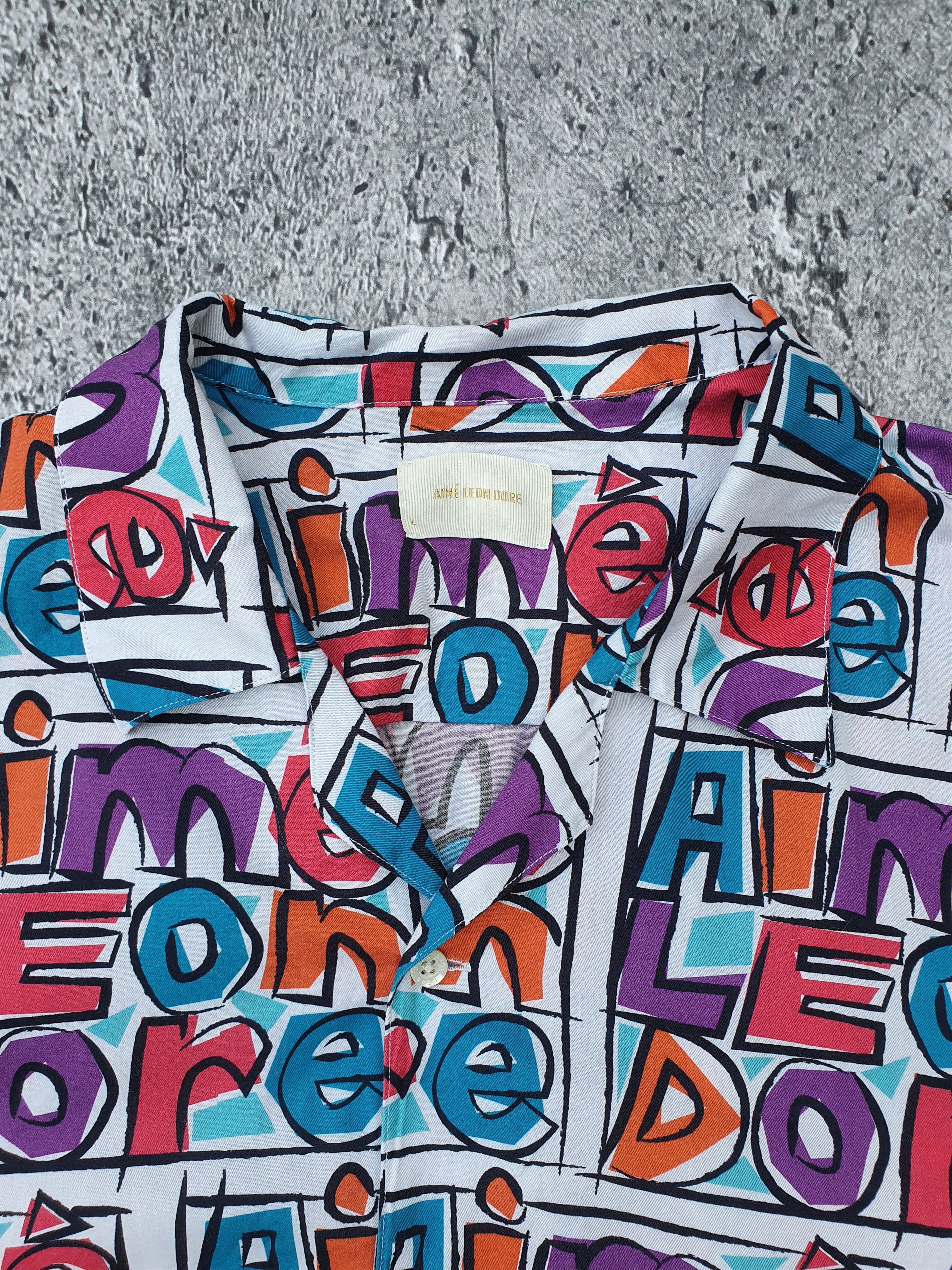 Aime Leon Dore ALD Crayon Logo Hawaiian Camp Collar Bowling Button Shirt Size US L / EU 52-54 / 3 - 5 Thumbnail