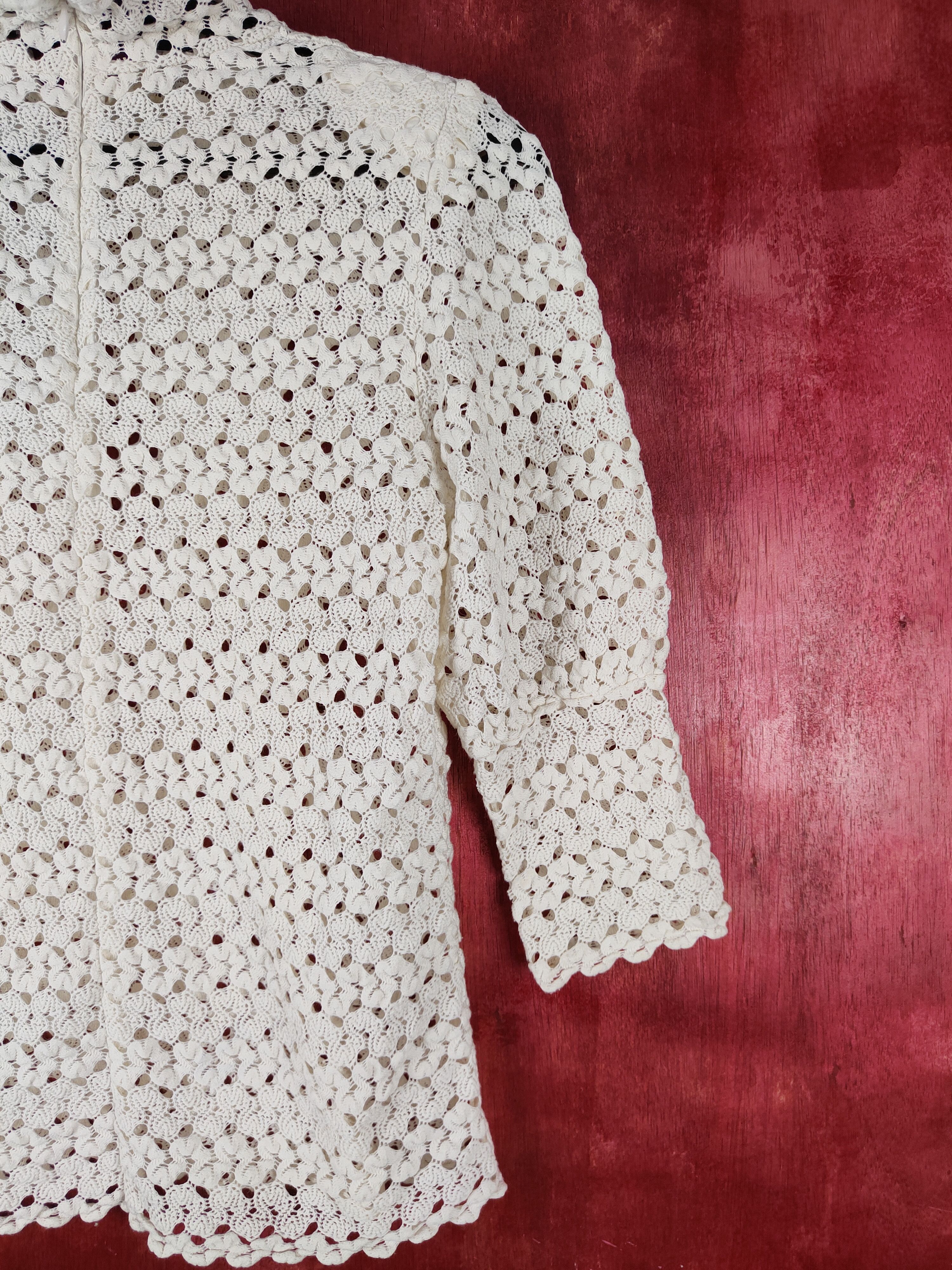 Vintage Loveparis White Crochet Meshnet Knitwear Blouses #S1033 Size S / US 4 / IT 40 - 8 Thumbnail