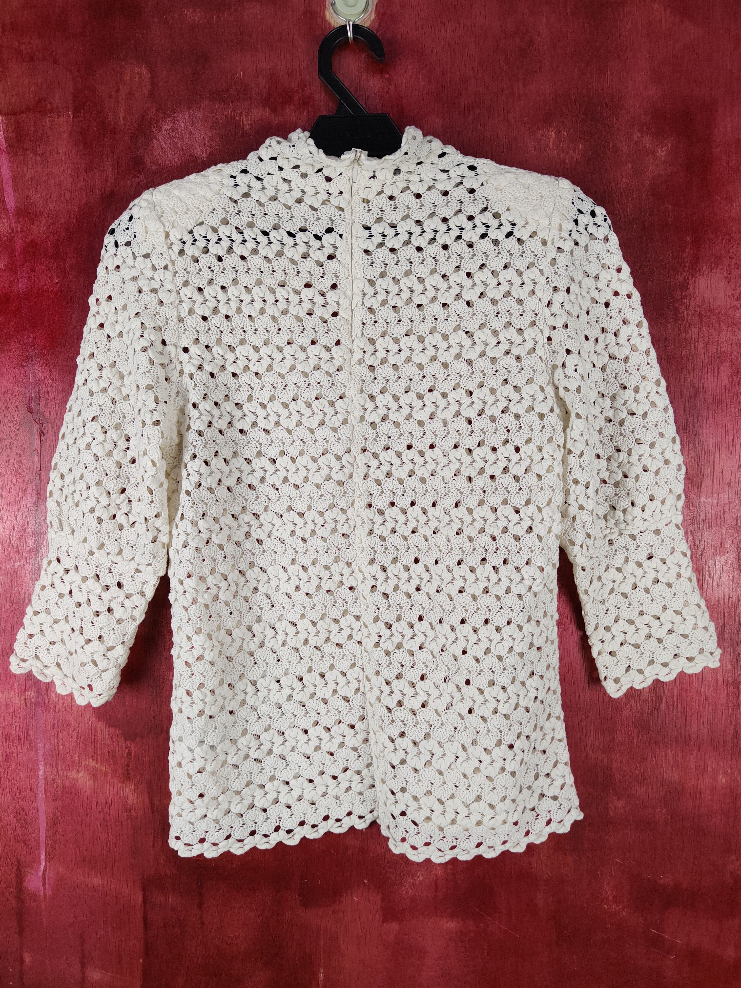 Vintage Loveparis White Crochet Meshnet Knitwear Blouses #S1033 Size S / US 4 / IT 40 - 5 Thumbnail