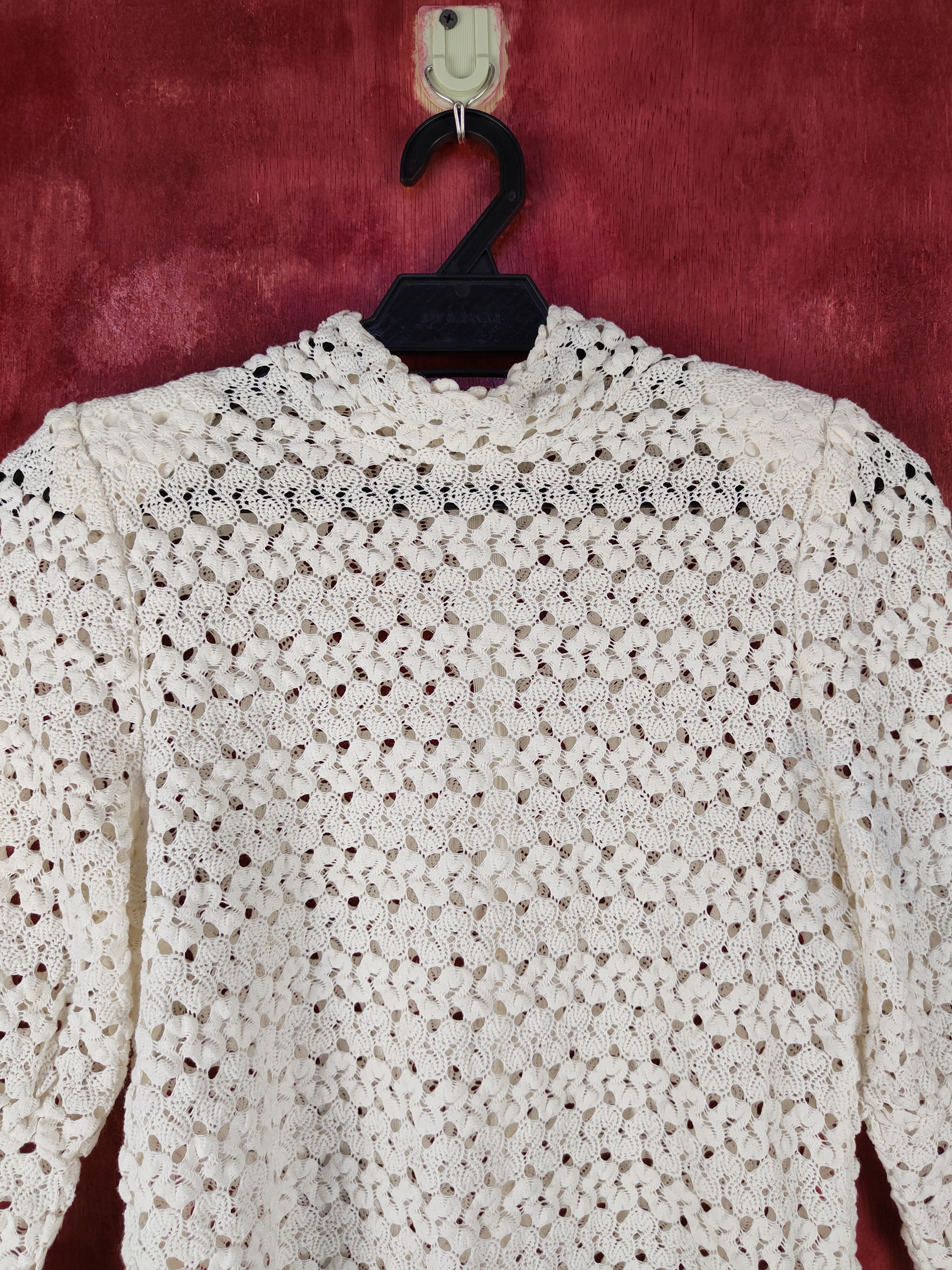 Vintage Loveparis White Crochet Meshnet Knitwear Blouses #S1033 Size S / US 4 / IT 40 - 2 Thumbnail