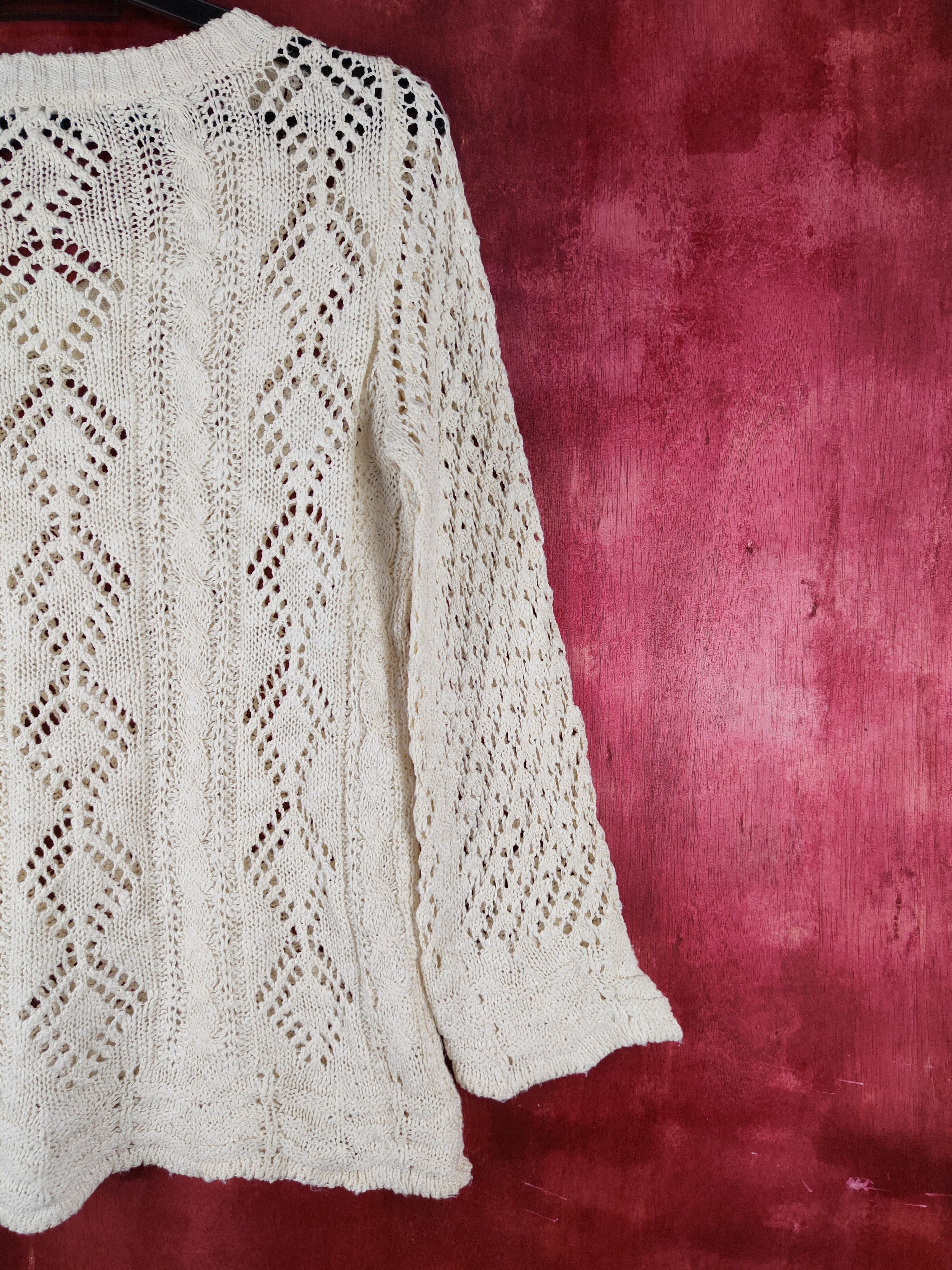 Vintage Soup Cream Crochet Meshnet Knitwear Sweatshirt #S1020 Size S / US 4 / IT 40 - 7 Thumbnail