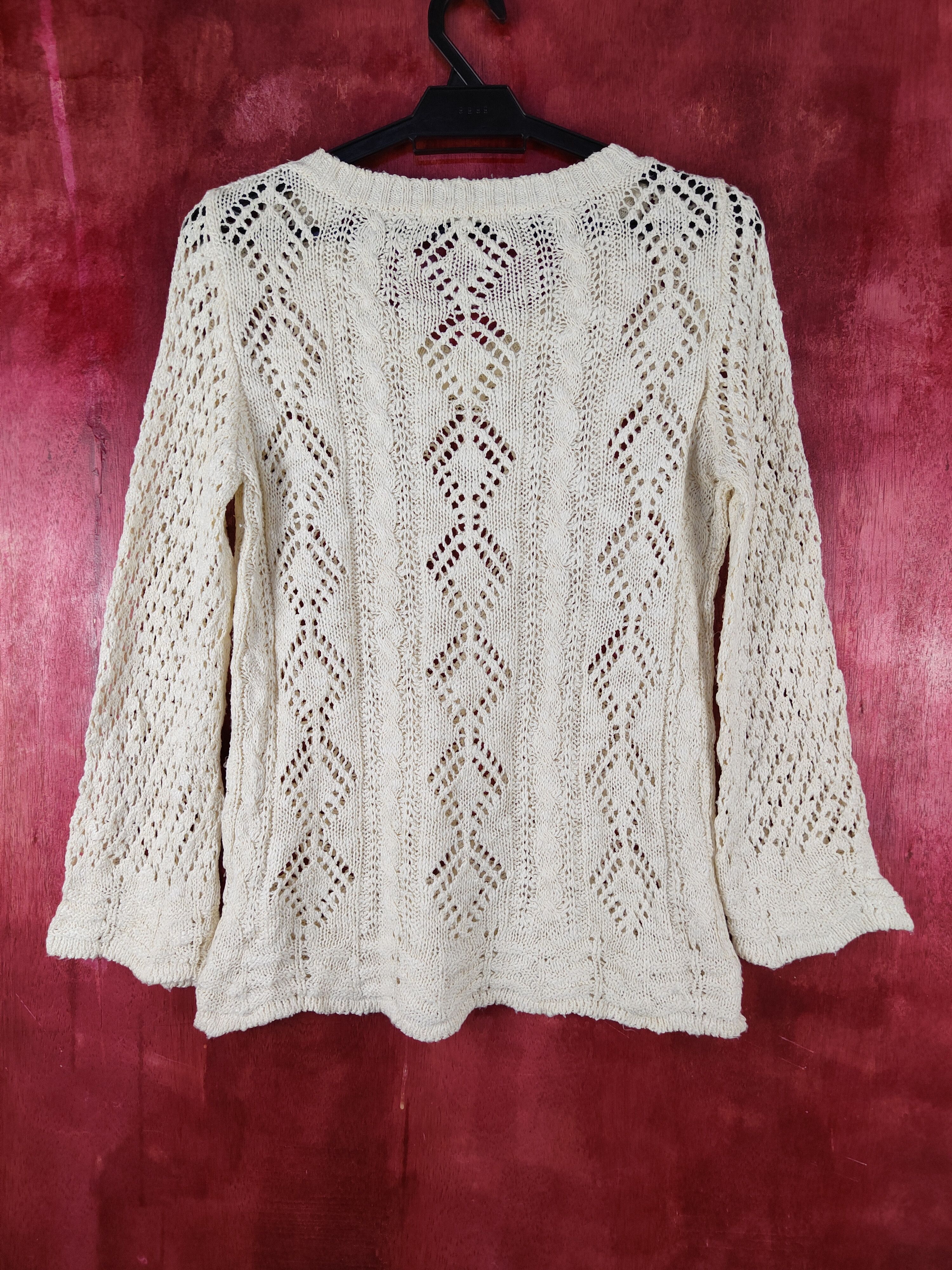 Vintage Soup Cream Crochet Meshnet Knitwear Sweatshirt #S1020 Size S / US 4 / IT 40 - 5 Thumbnail