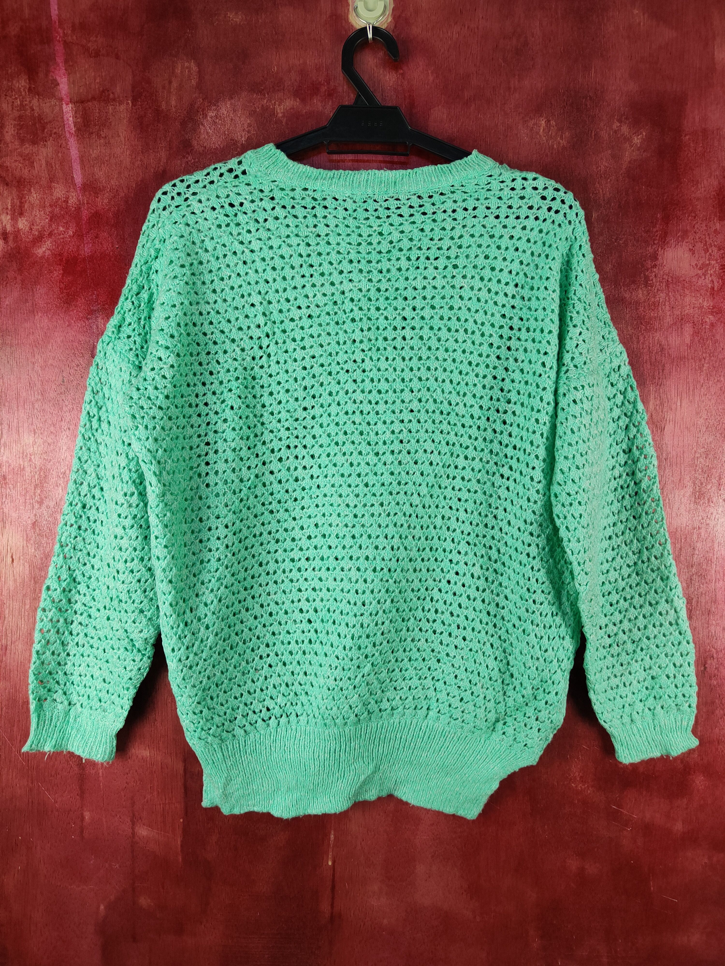 Japanese Brand Japan Turquoise Crochet Meshnet Knit Sweatshirt #S1016 Size M / US 6-8 / IT 42-44 - 5 Thumbnail