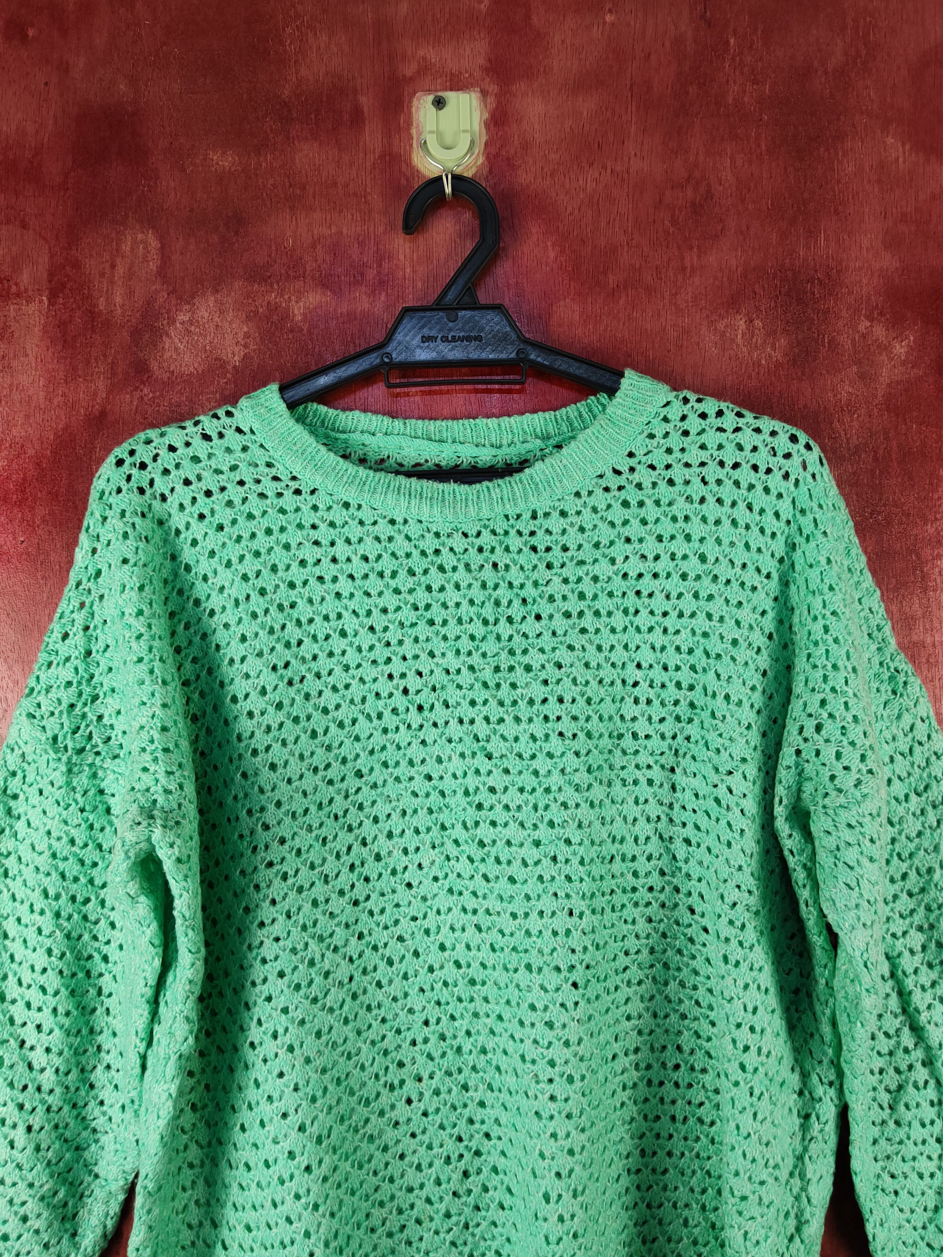 Japanese Brand Japan Turquoise Crochet Meshnet Knit Sweatshirt #S1016 Size M / US 6-8 / IT 42-44 - 2 Thumbnail