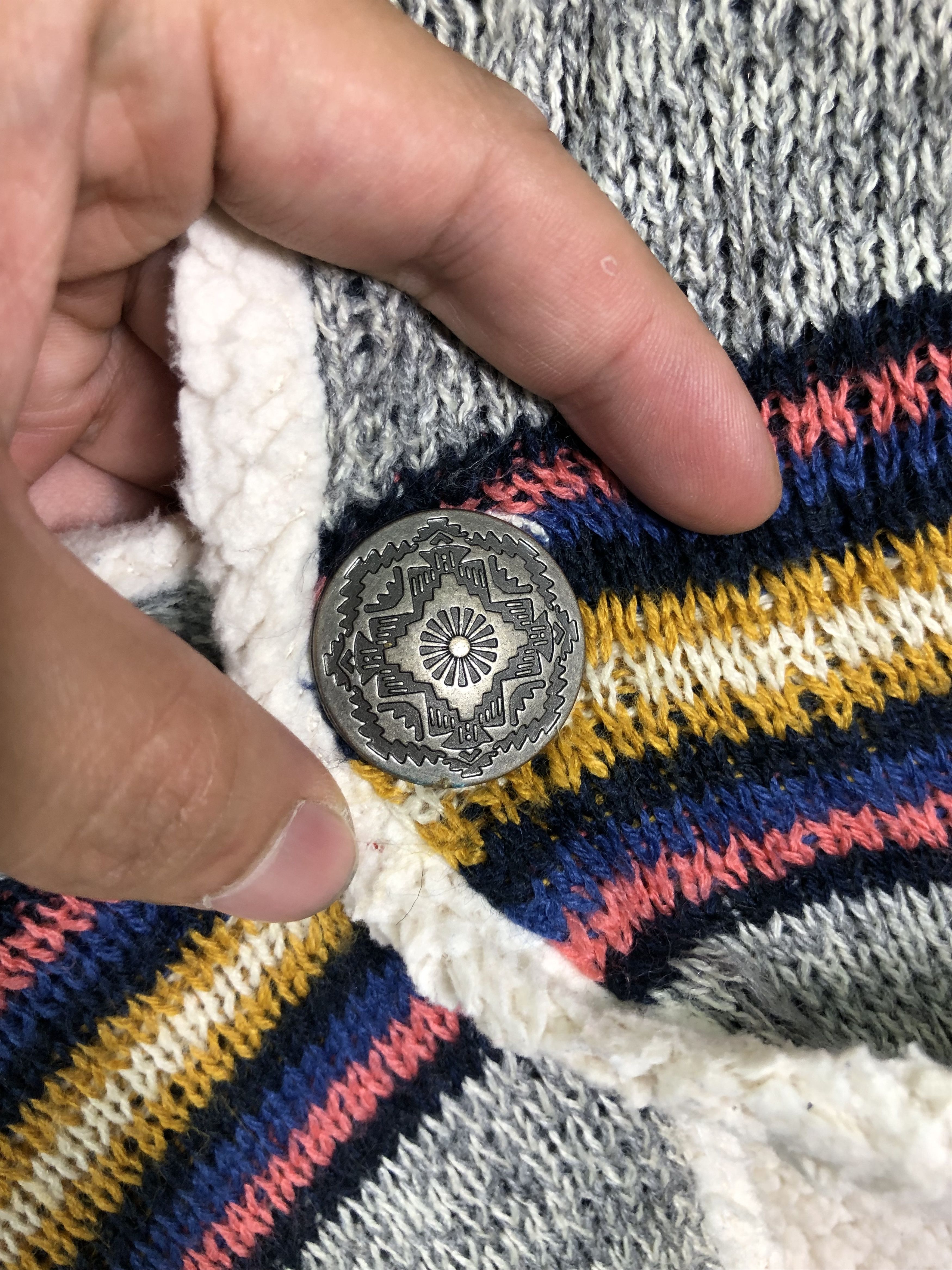 Japanese Brand × Native AZTEC NAVAJO REVERSIBLE SHERPA/KNIT SINGLE BUTTON JACKET Size US L / EU 52-54 / 3 - 12 Thumbnail