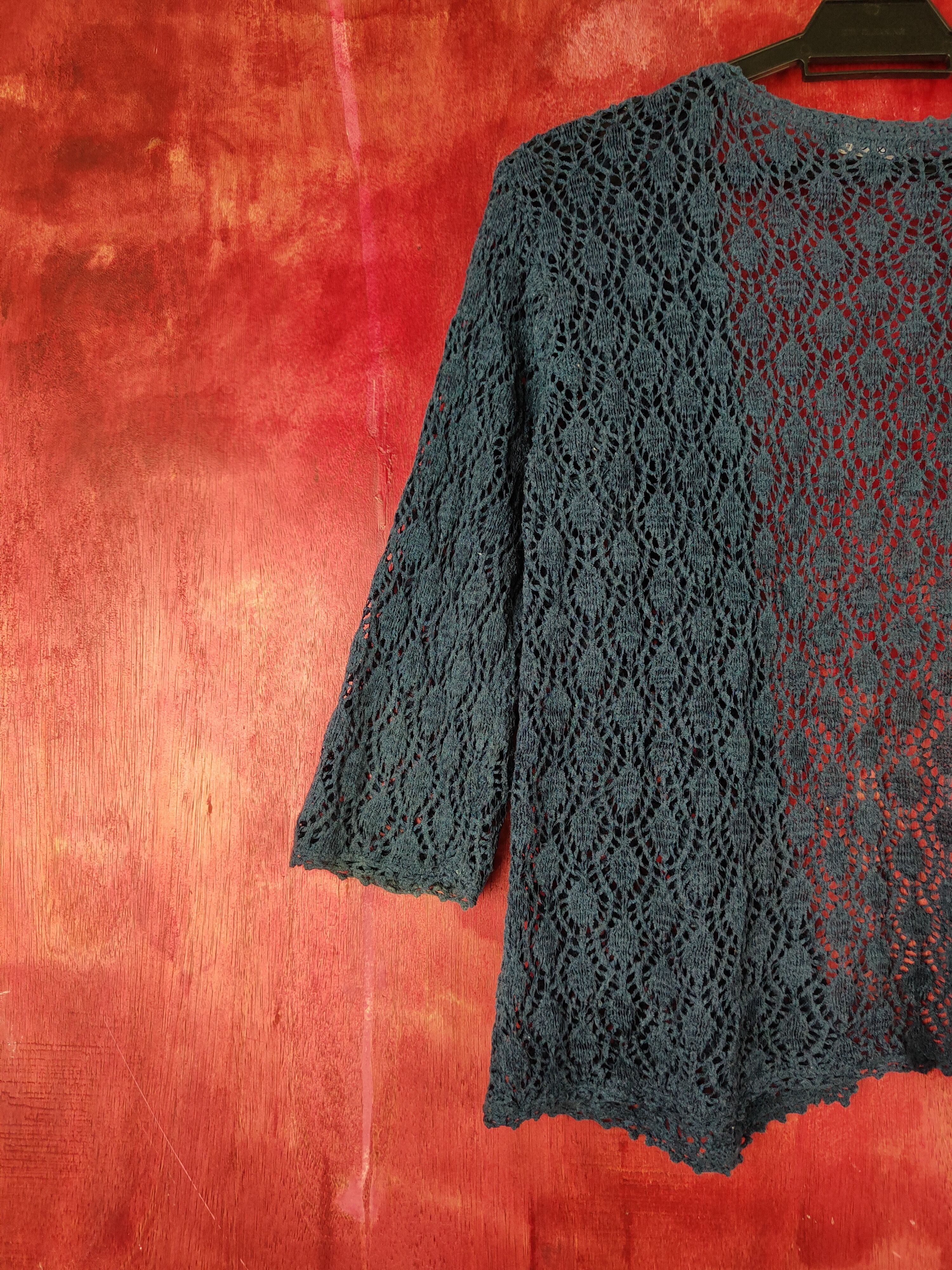 Japanese Brand J&R Fashion Crochet Meshnet Knitwear Cardigan #S981 Size M / US 6-8 / IT 42-44 - 8 Thumbnail
