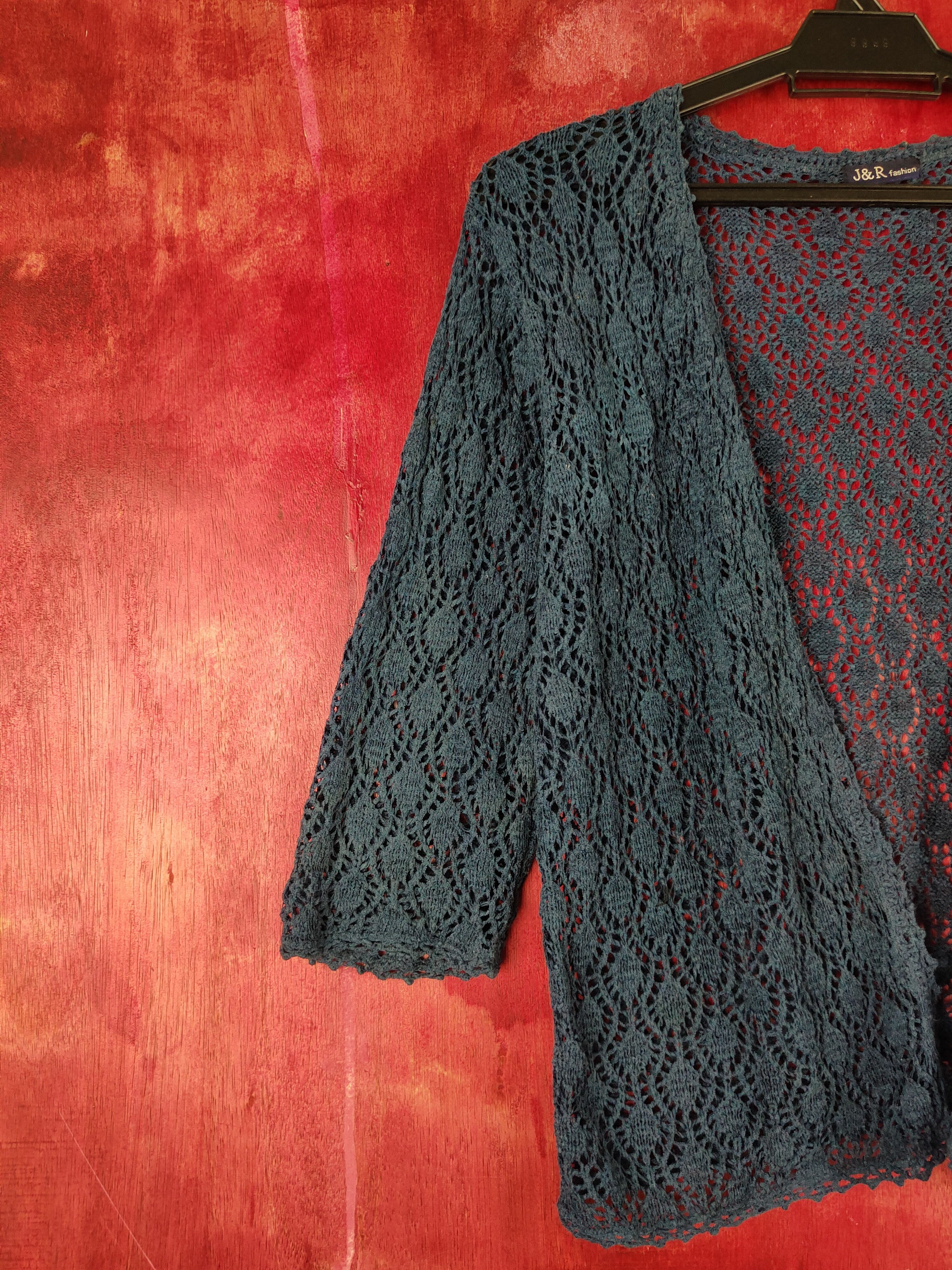 Japanese Brand J&R Fashion Crochet Meshnet Knitwear Cardigan #S981 Size M / US 6-8 / IT 42-44 - 3 Thumbnail