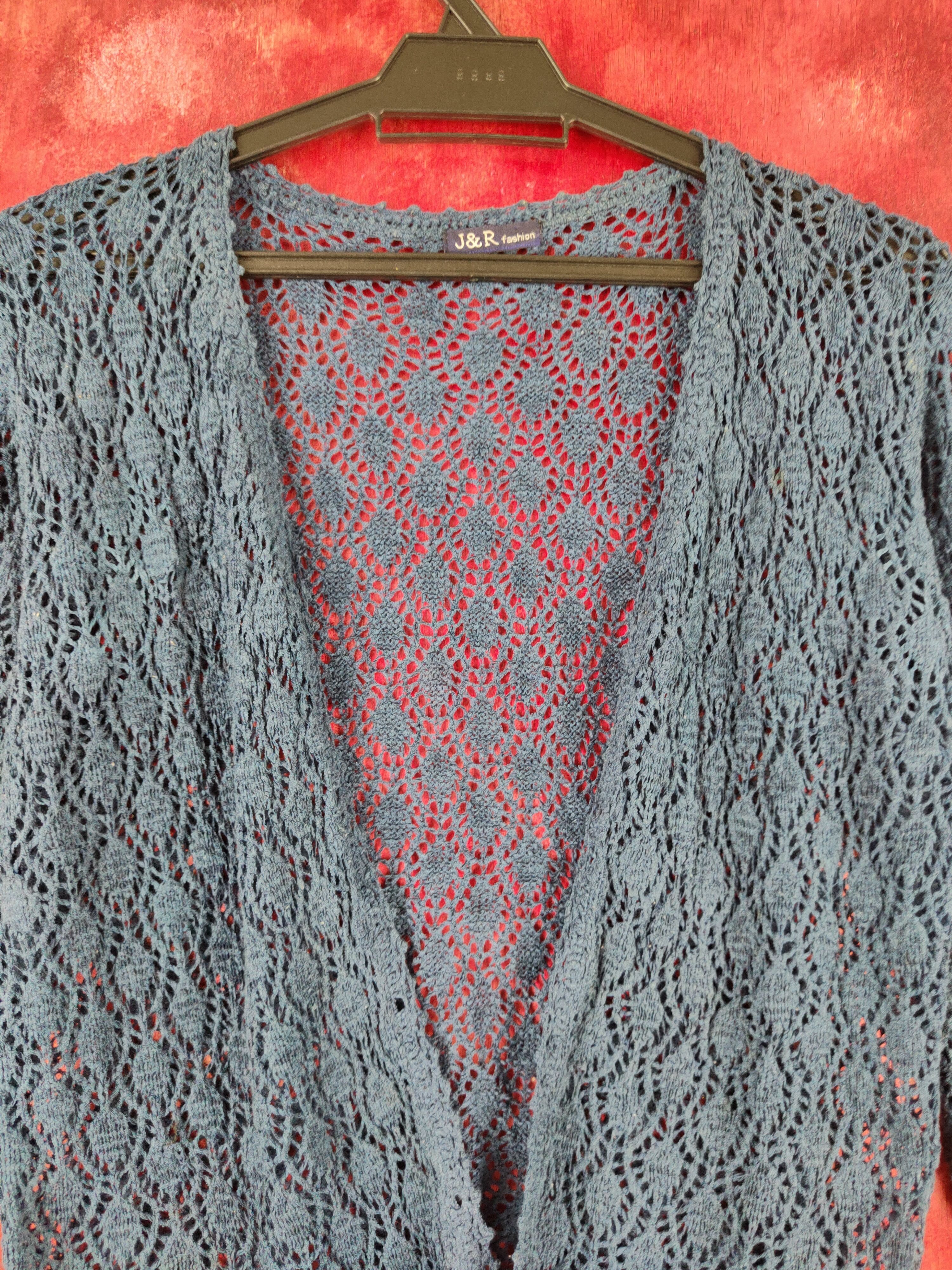 Japanese Brand J&R Fashion Crochet Meshnet Knitwear Cardigan #S981 Size M / US 6-8 / IT 42-44 - 2 Thumbnail