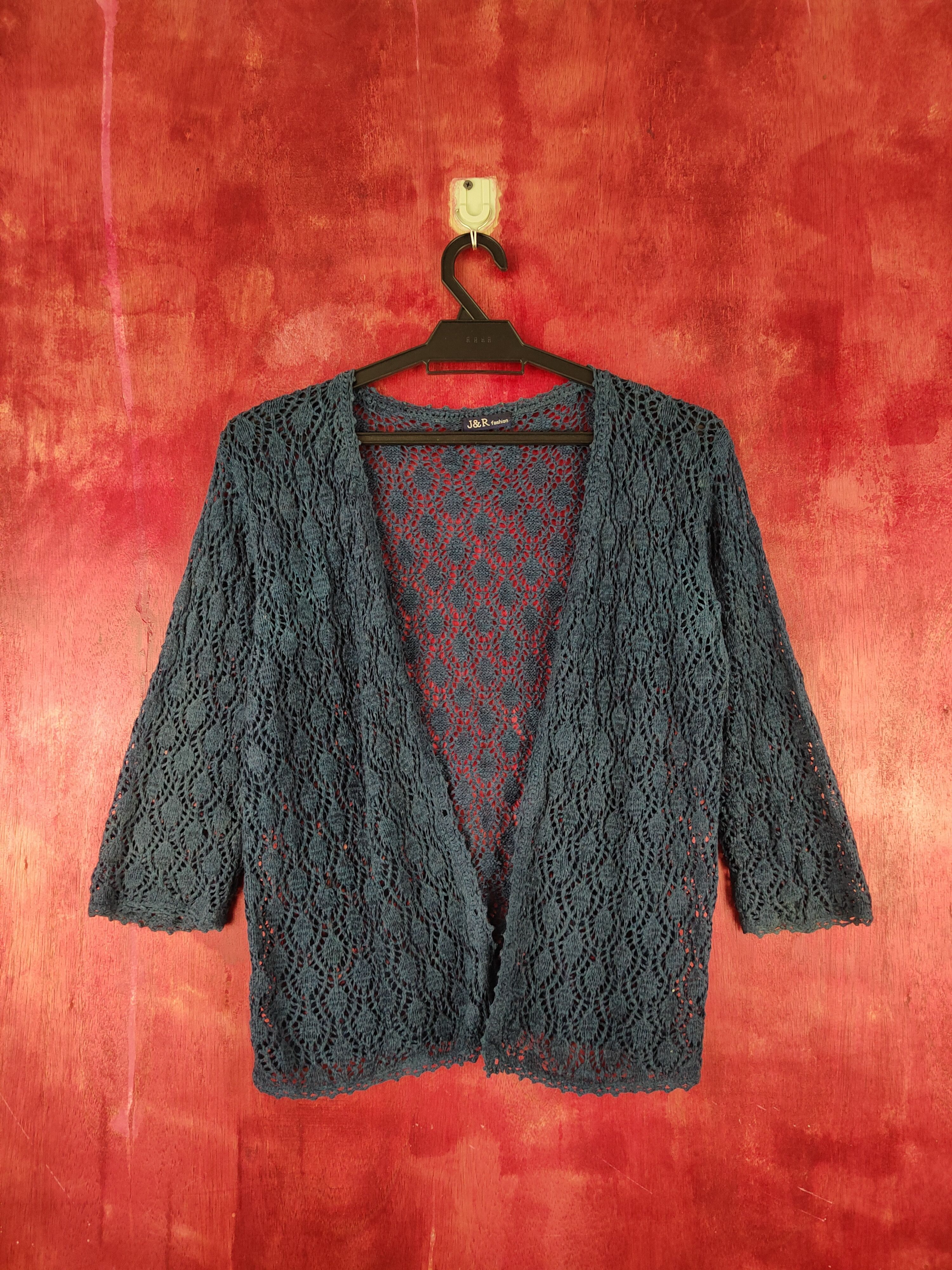 Japanese Brand J&R Fashion Crochet Meshnet Knitwear Cardigan #S981 Size M / US 6-8 / IT 42-44 - 1 Thumbnail