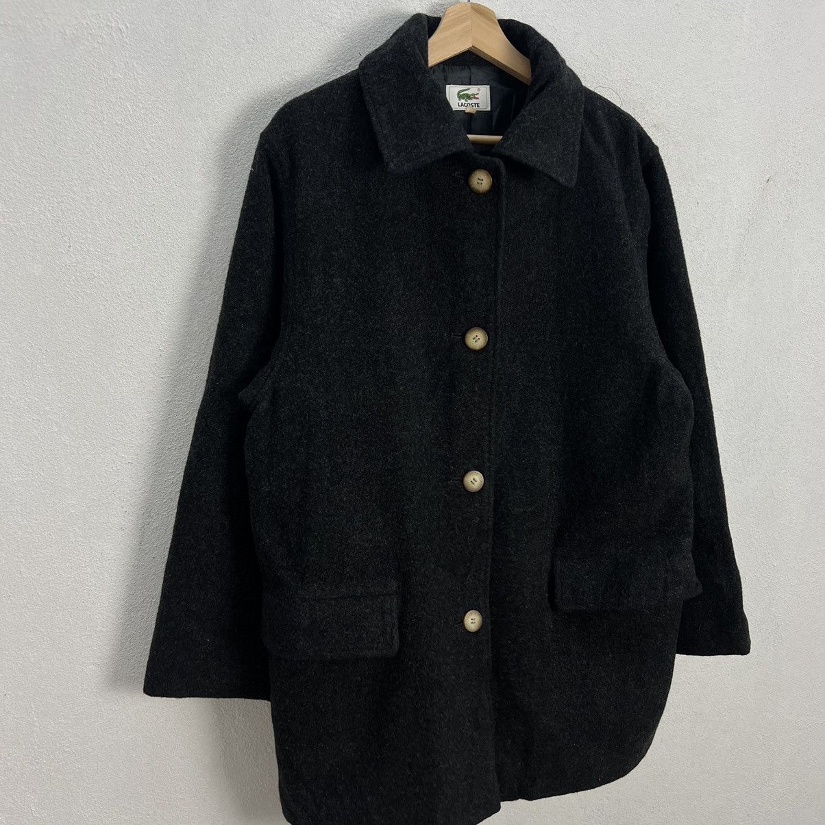 Japanese Brand RARE ULTIMATE BLACK LONG JACKET WOOL LACOSTE Size US M / EU 48-50 / 2 - 5 Thumbnail
