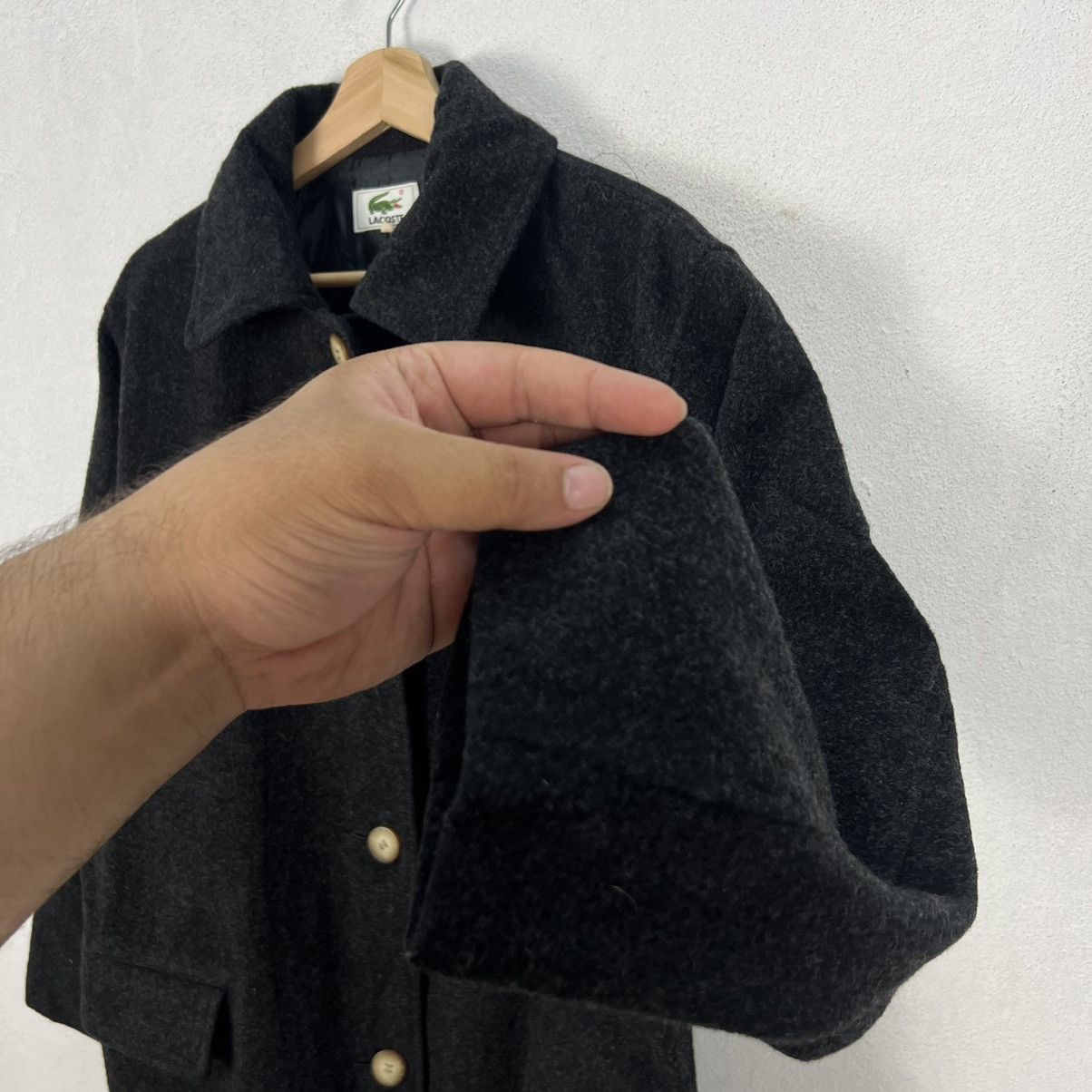 Japanese Brand RARE ULTIMATE BLACK LONG JACKET WOOL LACOSTE Size US M / EU 48-50 / 2 - 7 Thumbnail