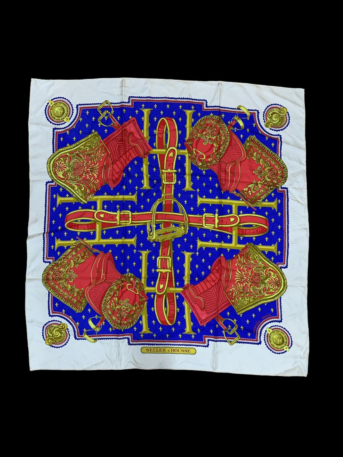 Hermes HERMES PARIS SELLES A HOUSSE VINTAGE SILK SCARF Size ONE SIZE - 1 Thumbnail