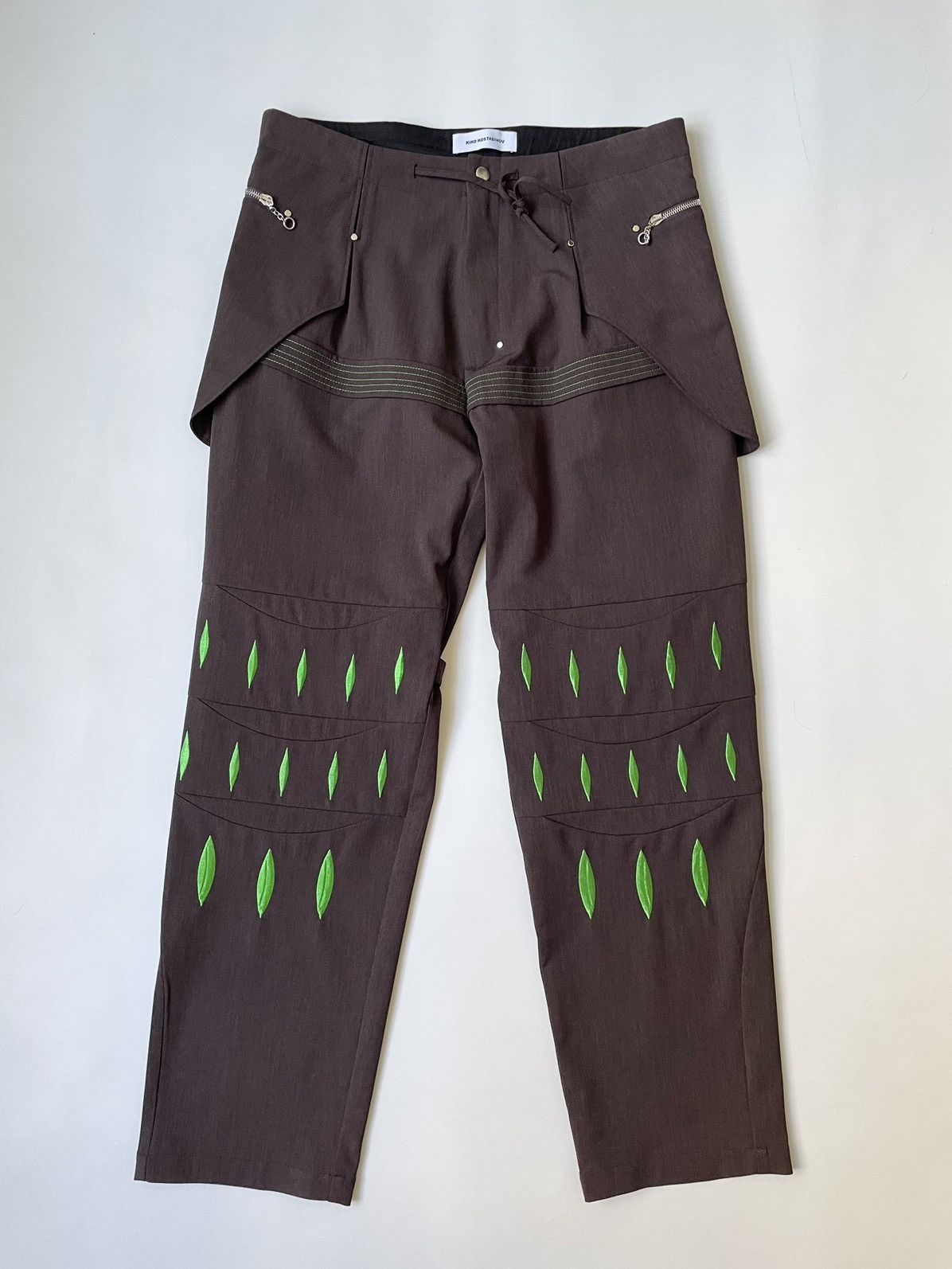 image of Kiko Kostadinov S/s 21 Arcadia ‘Sirokko’ Trouser in Brown/Lime Green, Men's (Size 32)