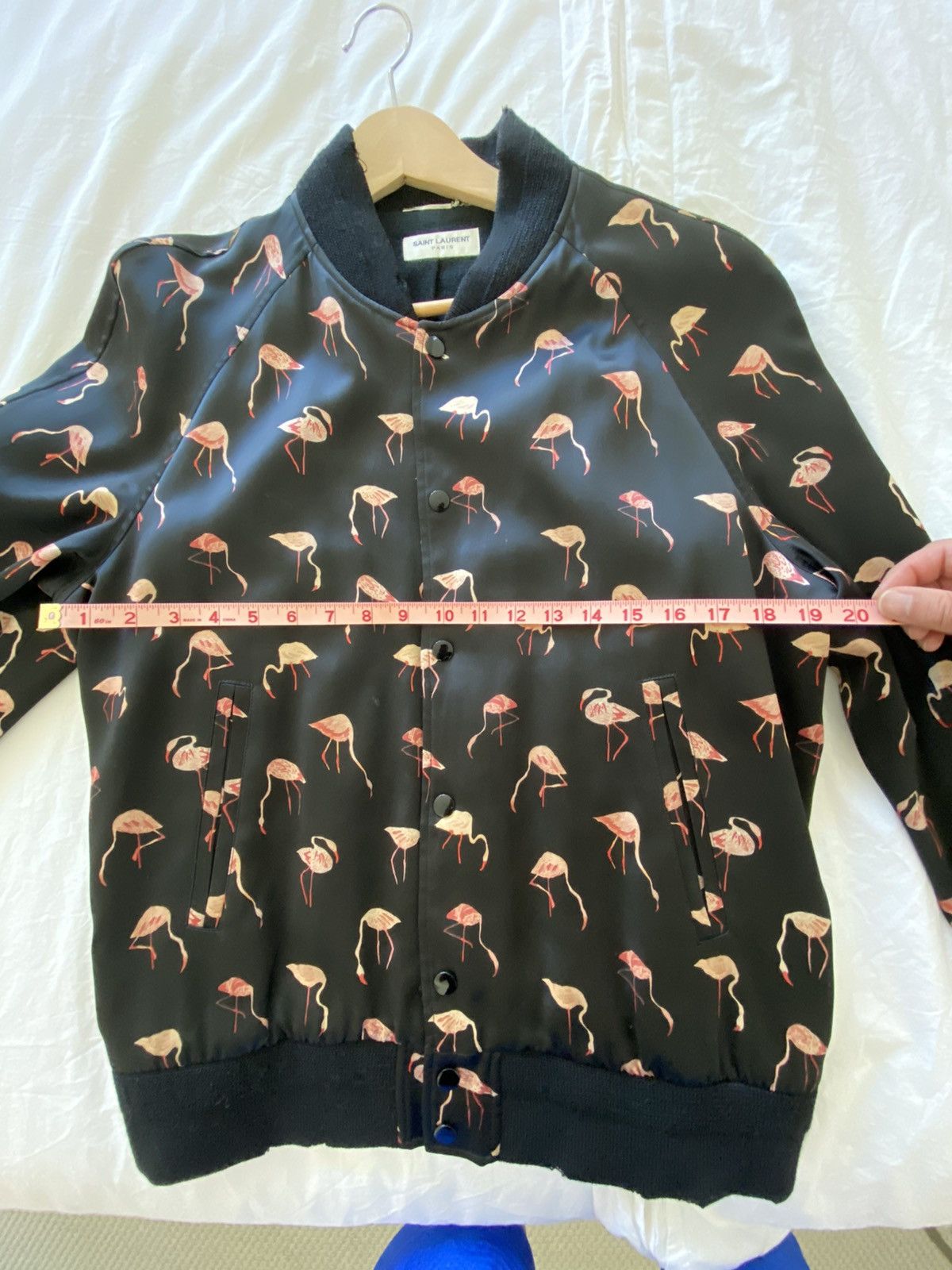 Saint Laurent Paris Saint Laurent Satin Flamingo Bomber Jacket Size US M / EU 48-50 / 2 - 8 Thumbnail