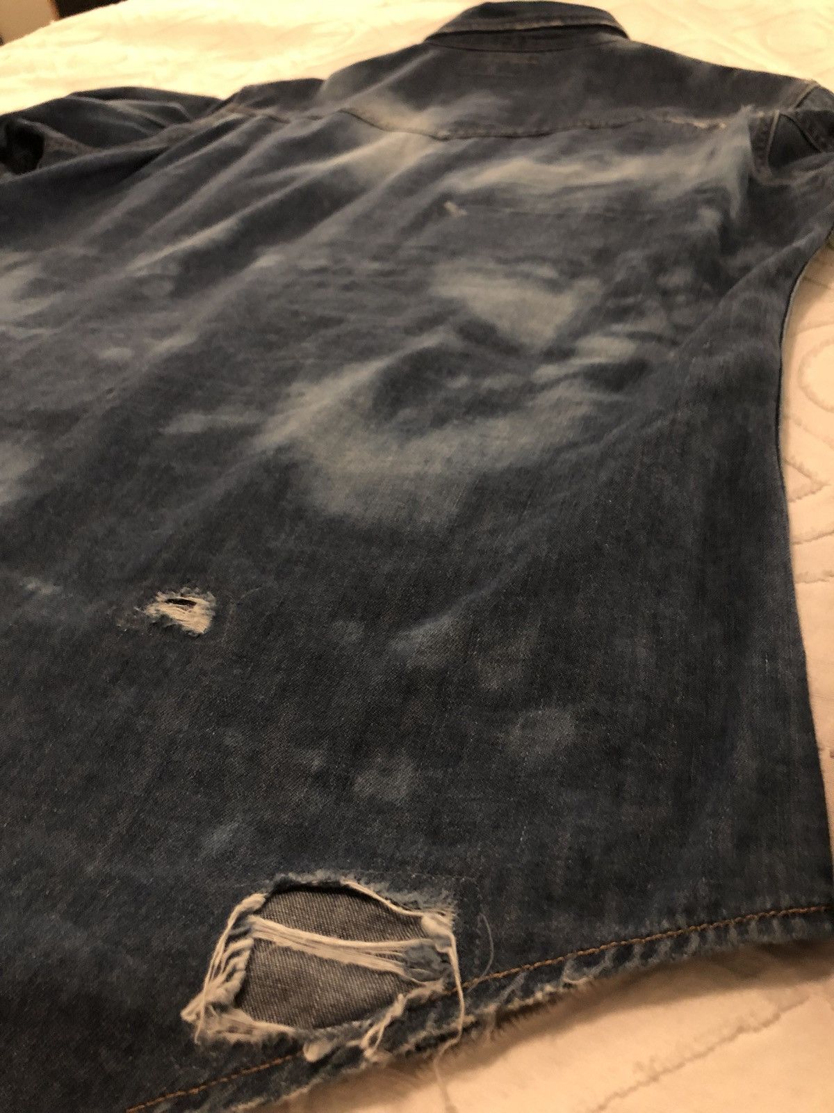 Saint Laurent Paris SS16 Bleached And Destroyed Denim Button Up. Size M Size US M / EU 48-50 / 2 - 12 Thumbnail