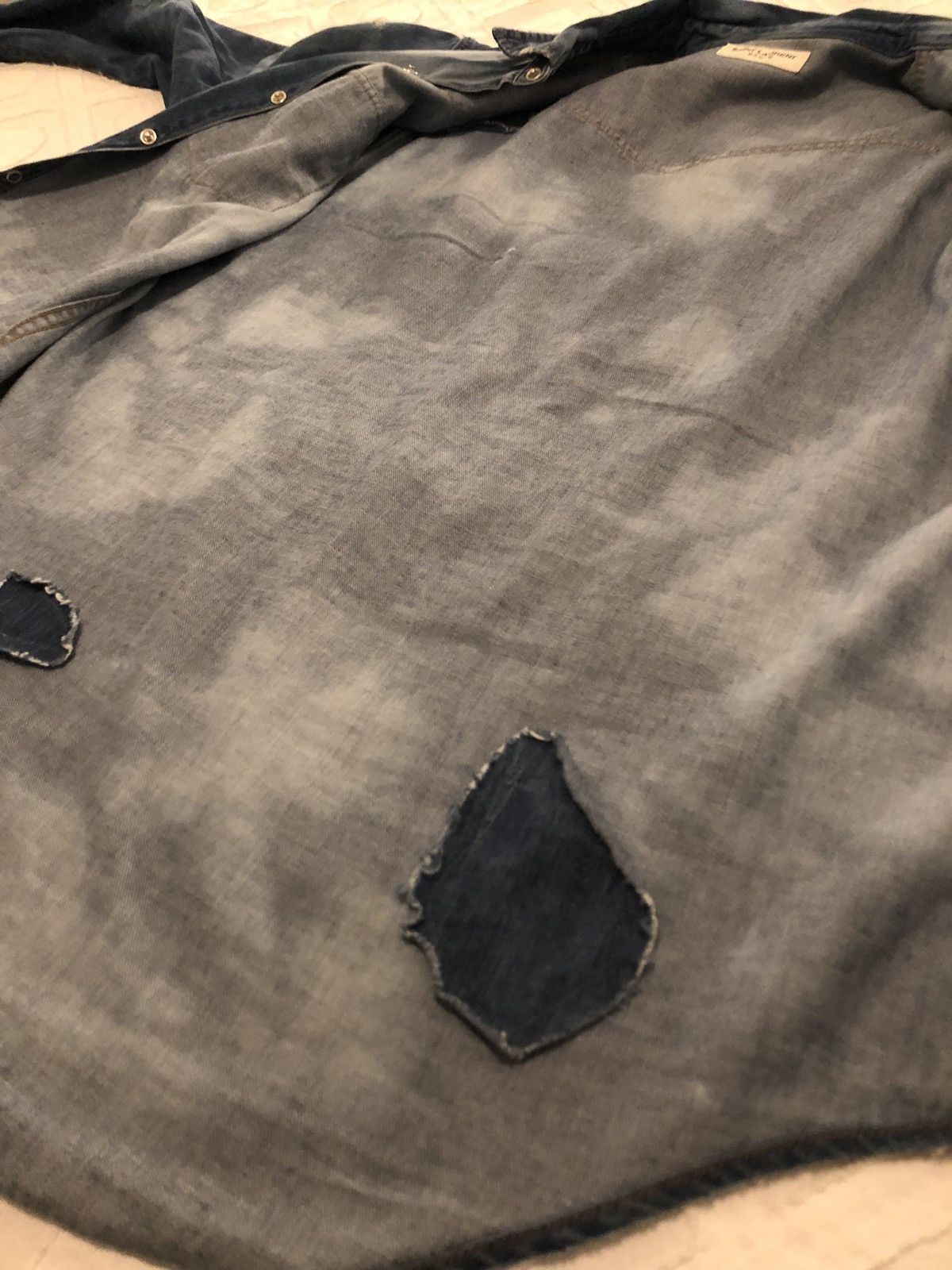 Saint Laurent Paris SS16 Bleached And Destroyed Denim Button Up. Size M Size US M / EU 48-50 / 2 - 15 Thumbnail