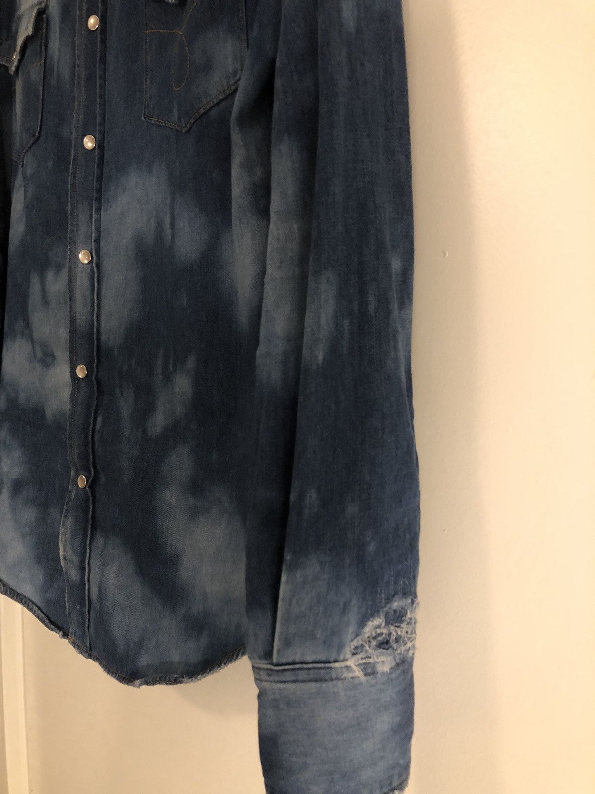 Saint Laurent Paris SS16 Bleached And Destroyed Denim Button Up. Size M Size US M / EU 48-50 / 2 - 4 Thumbnail