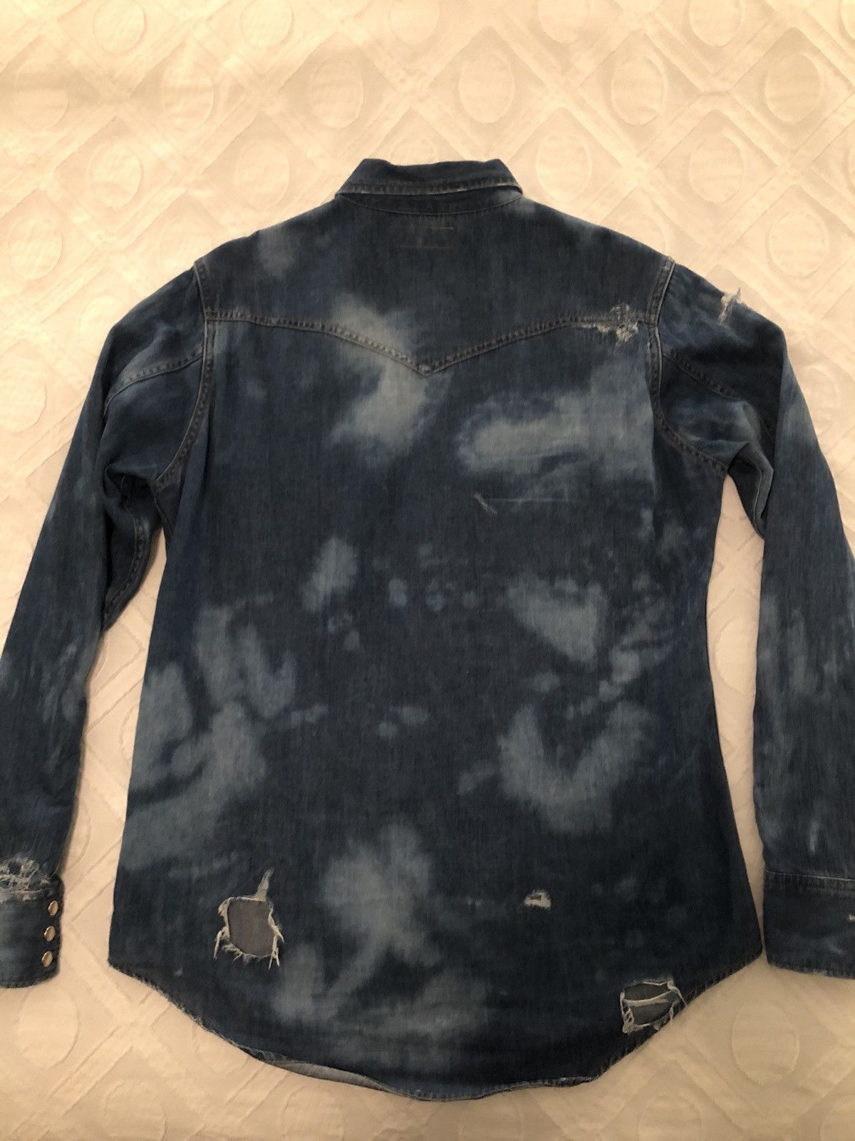 Saint Laurent Paris SS16 Bleached And Destroyed Denim Button Up. Size M Size US M / EU 48-50 / 2 - 10 Thumbnail