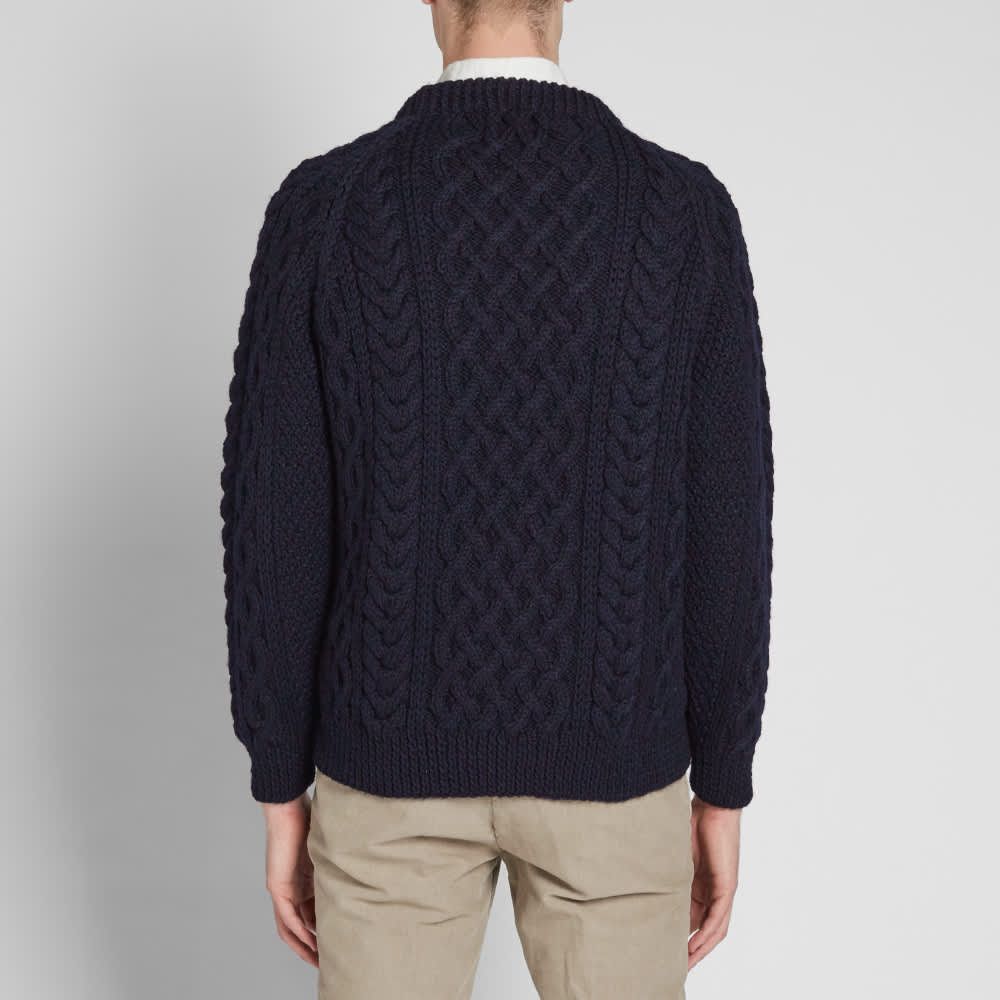 Inverallan HAND KNIT SCOTTISH FISHERMAN CABLE ARAN SWEATER Size US L / EU 52-54 / 3 - 10 Thumbnail