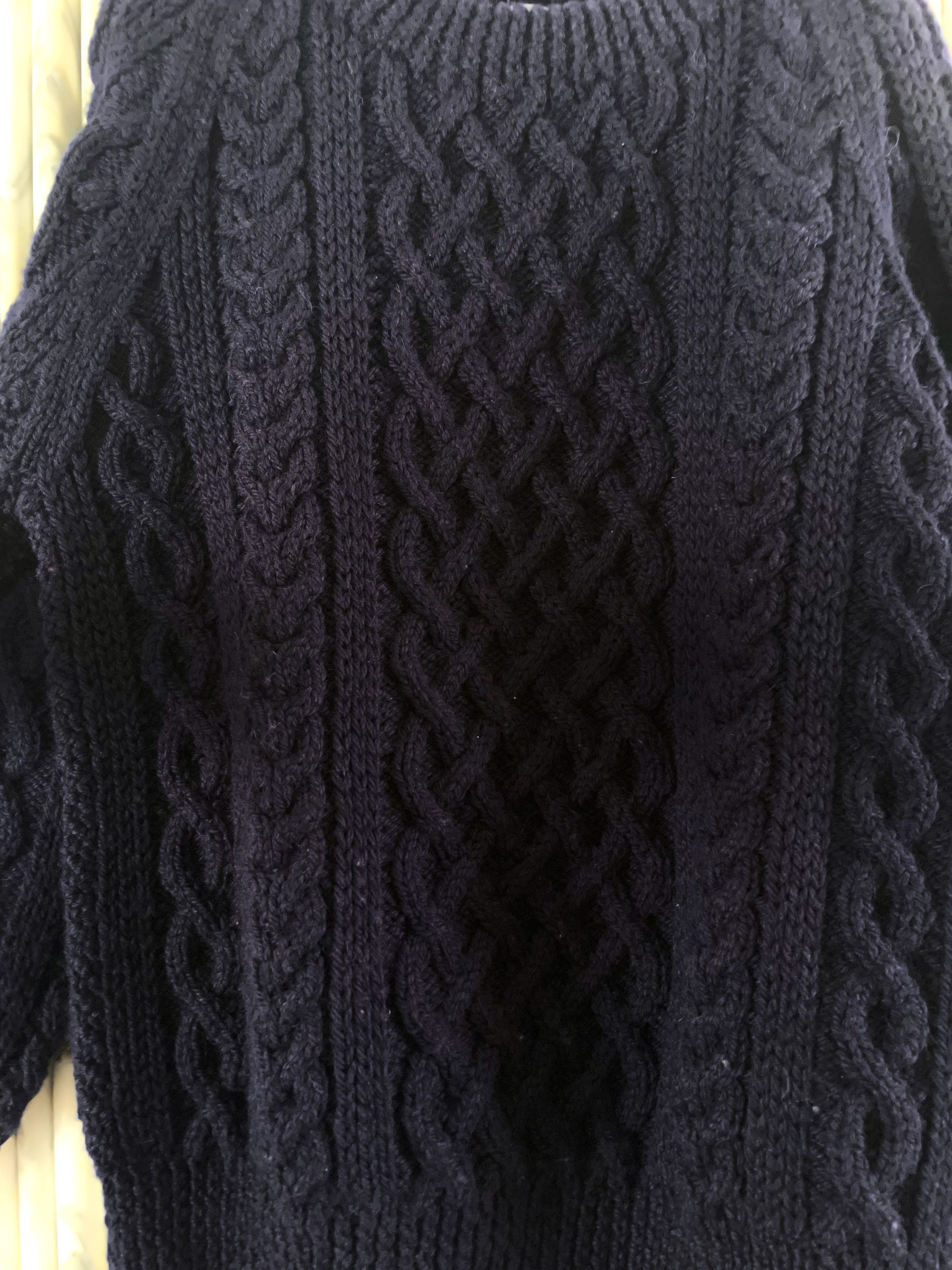 Inverallan HAND KNIT SCOTTISH FISHERMAN CABLE ARAN SWEATER Size US L / EU 52-54 / 3 - 6 Thumbnail