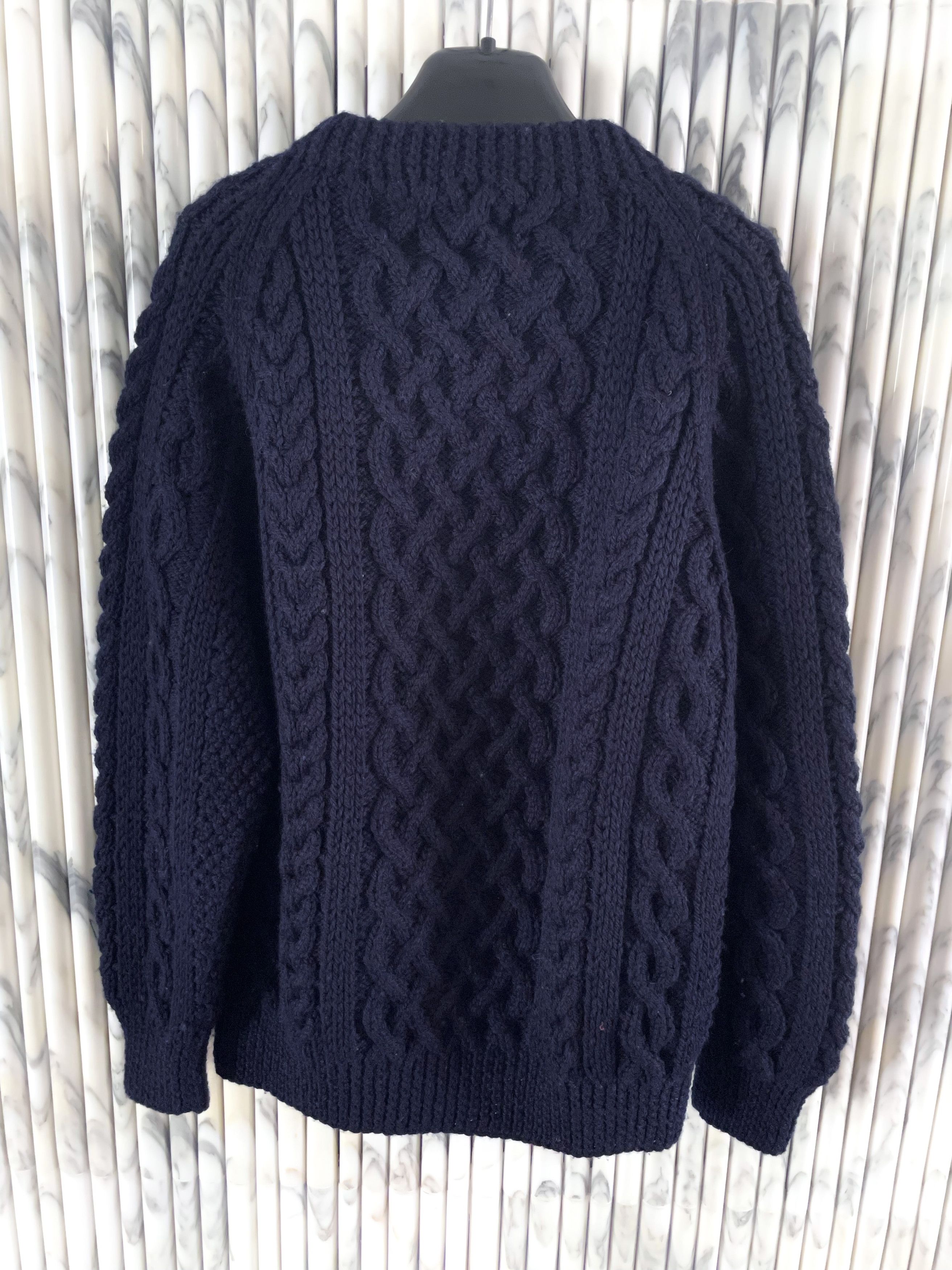 Inverallan HAND KNIT SCOTTISH FISHERMAN CABLE ARAN SWEATER Size US L / EU 52-54 / 3 - 5 Thumbnail