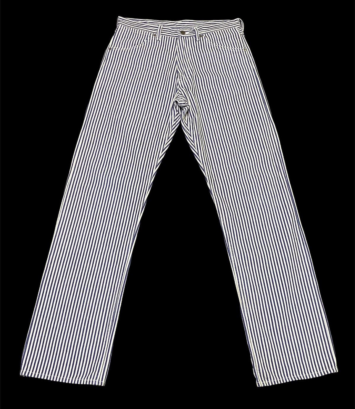 Pre-owned Bape X Vintage Bape Hickory Stripe Denim Pants In Blue