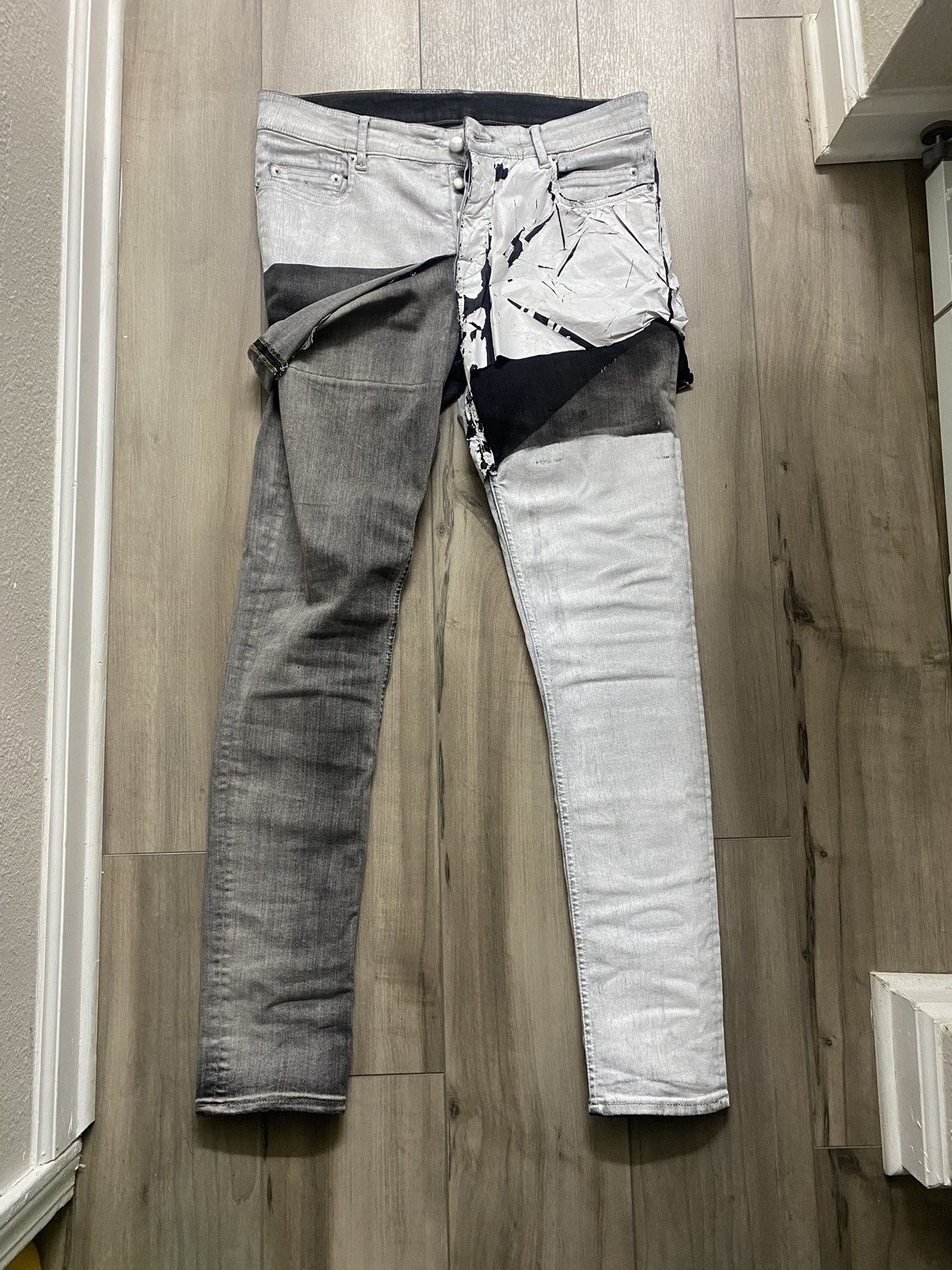 Rick Owens Rick Owens White Wax Tyrone Collage Jeans | Grailed