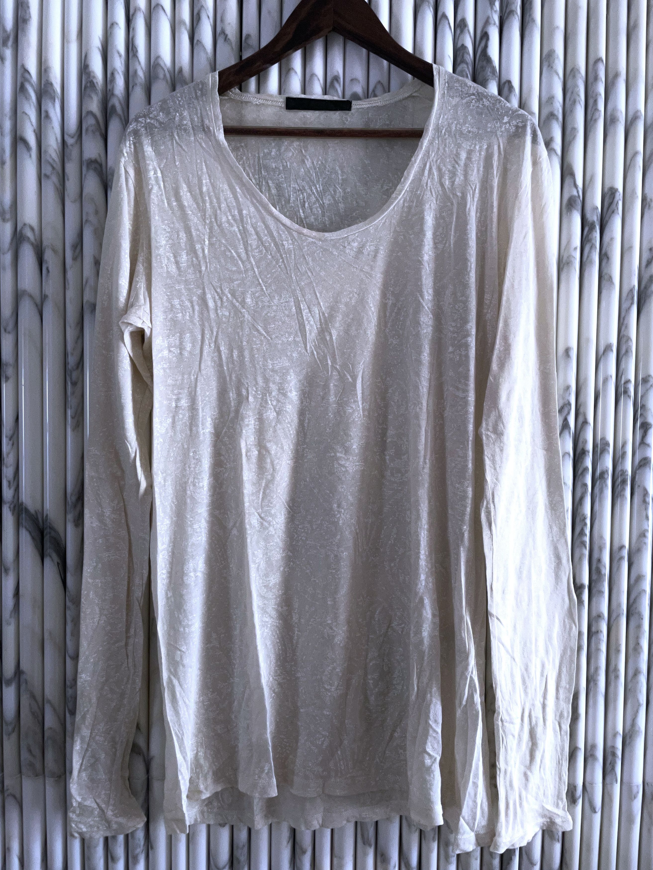 トップス 09aw Julius long sleeve archive Julius AW09 Black Waxed Destroyed Cotton J-cut Longsleeve