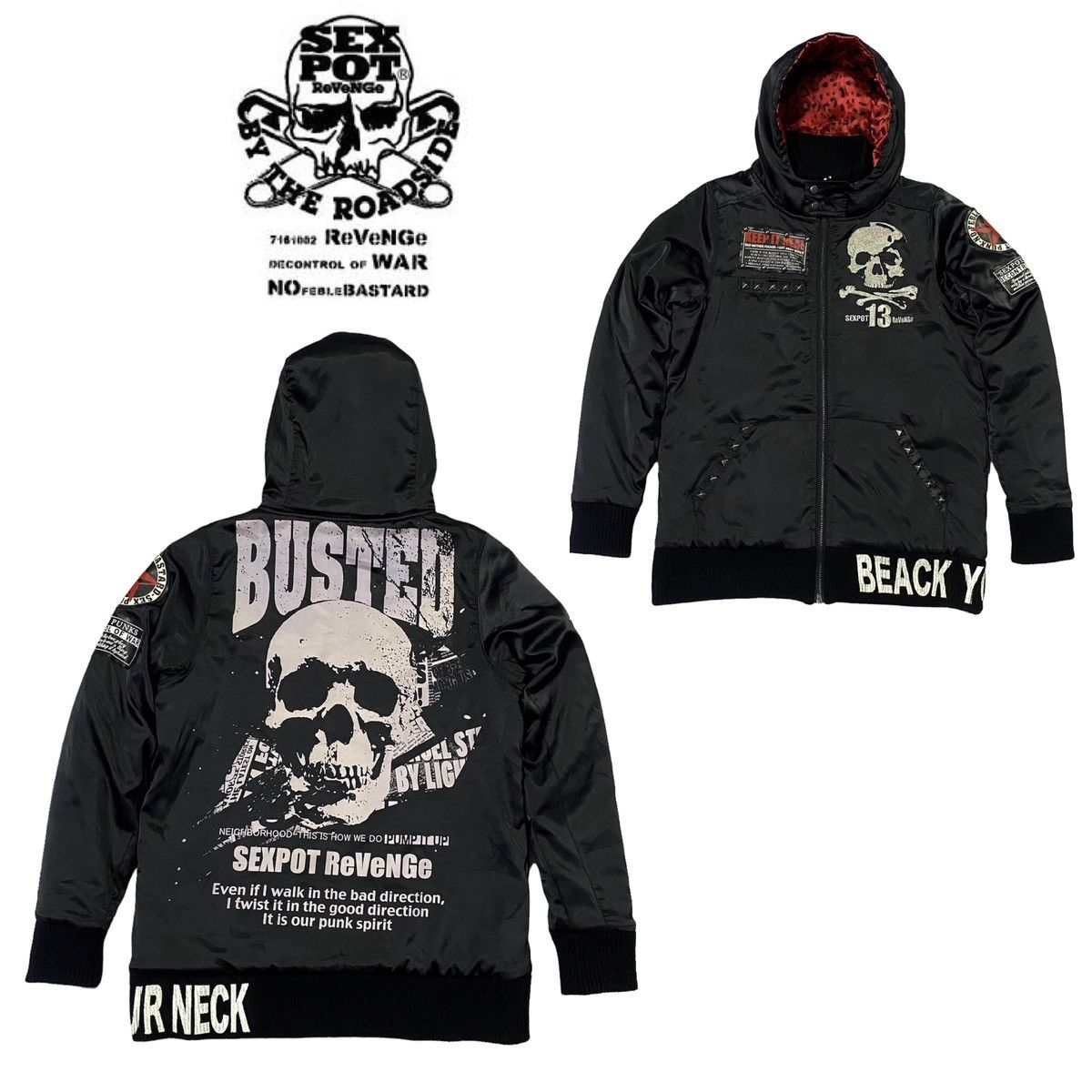 Japanese Brand Sex Pot Revenge Punk Jacket Hoodie Ripped Design