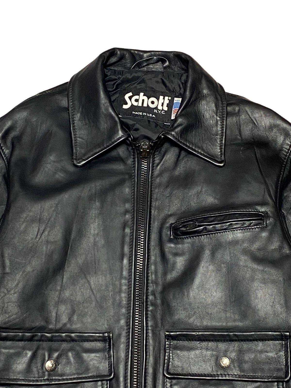 Genuine Leather Vintage Schott N.Y.C Leather Police Jacket Size US M / EU 48-50 / 2 - 12 Thumbnail