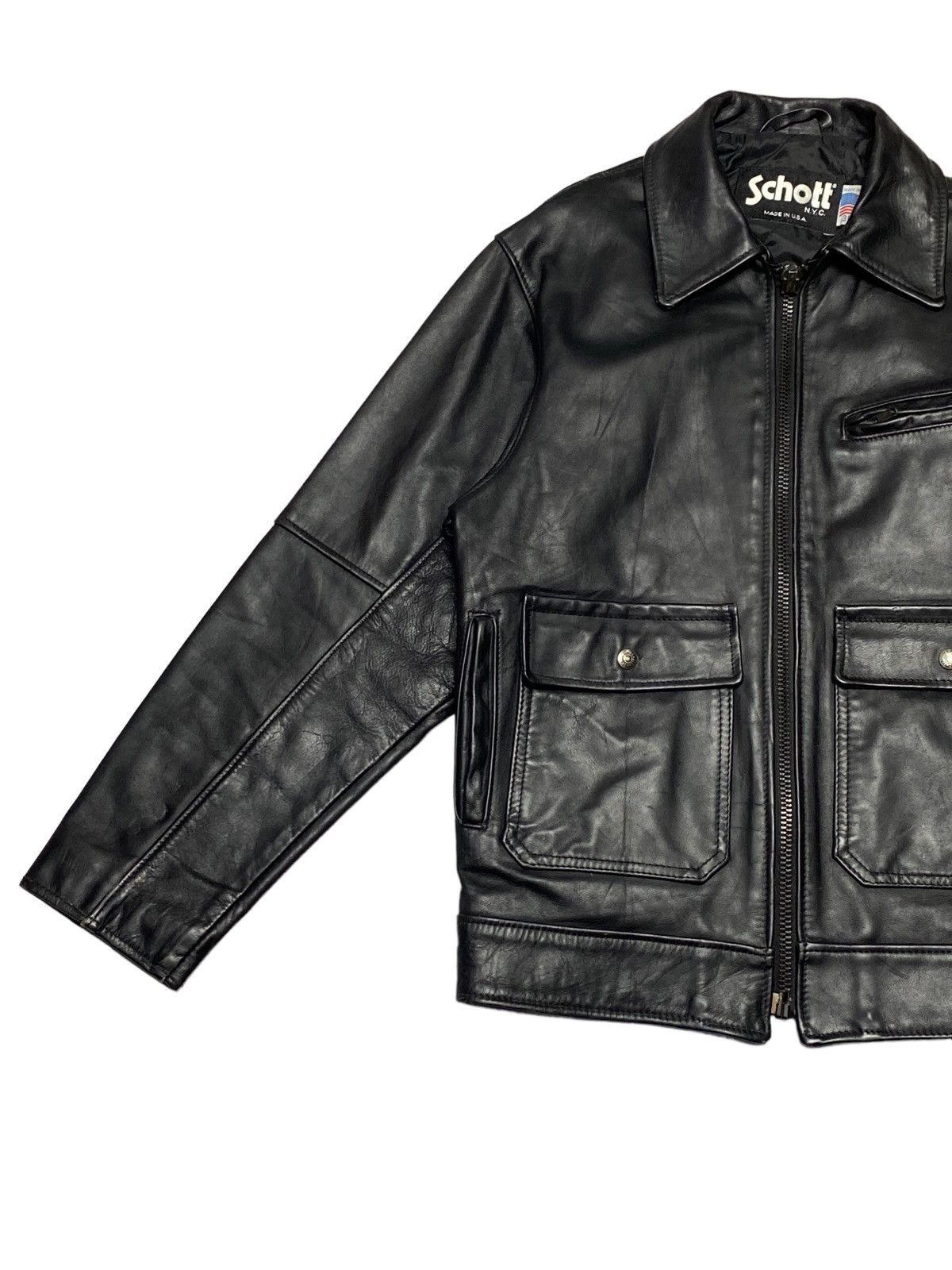 Genuine Leather Vintage Schott N.Y.C Leather Police Jacket Size US M / EU 48-50 / 2 - 14 Thumbnail